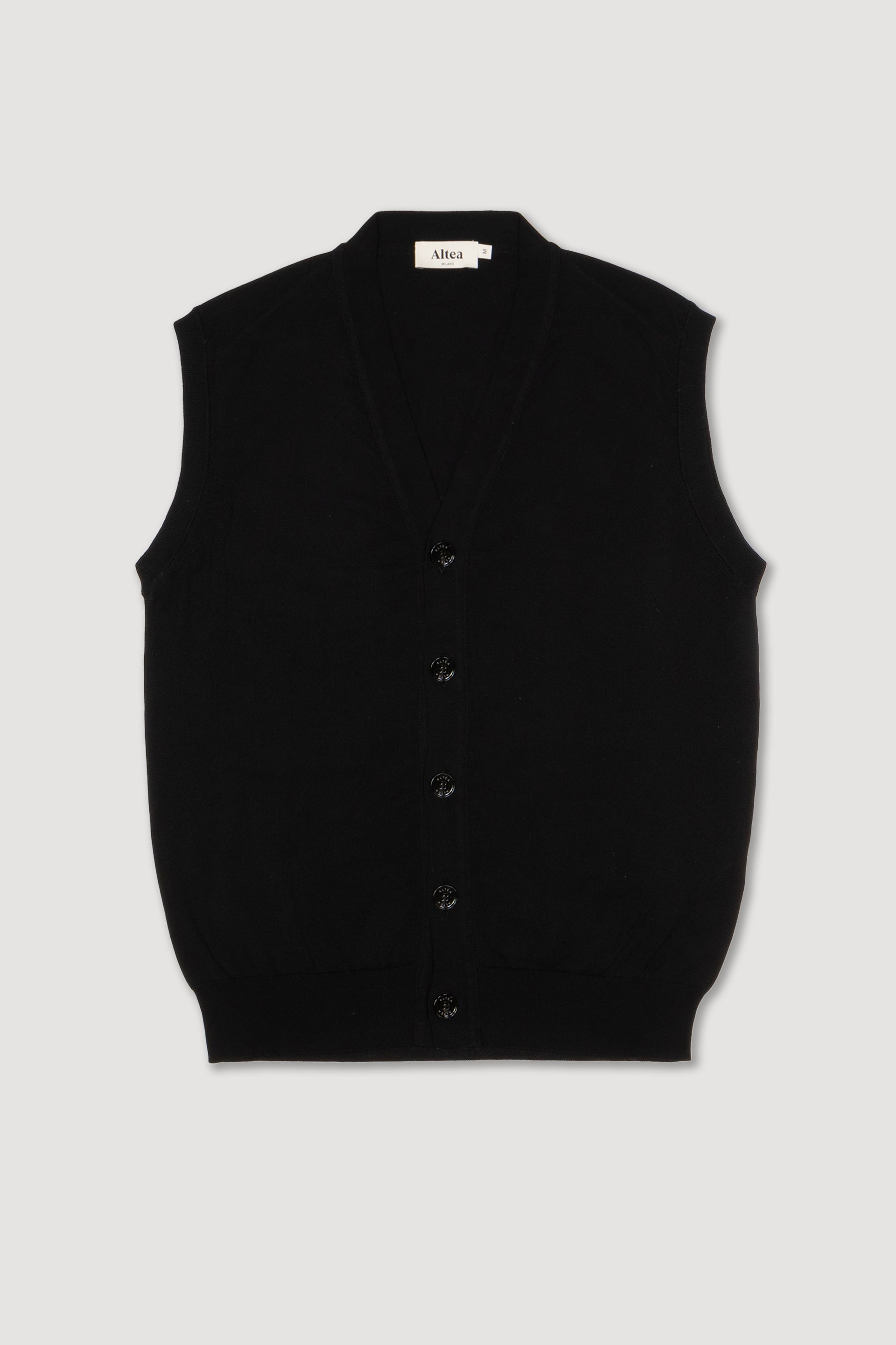 Gilet Maglia Cotone Rasato - Nero