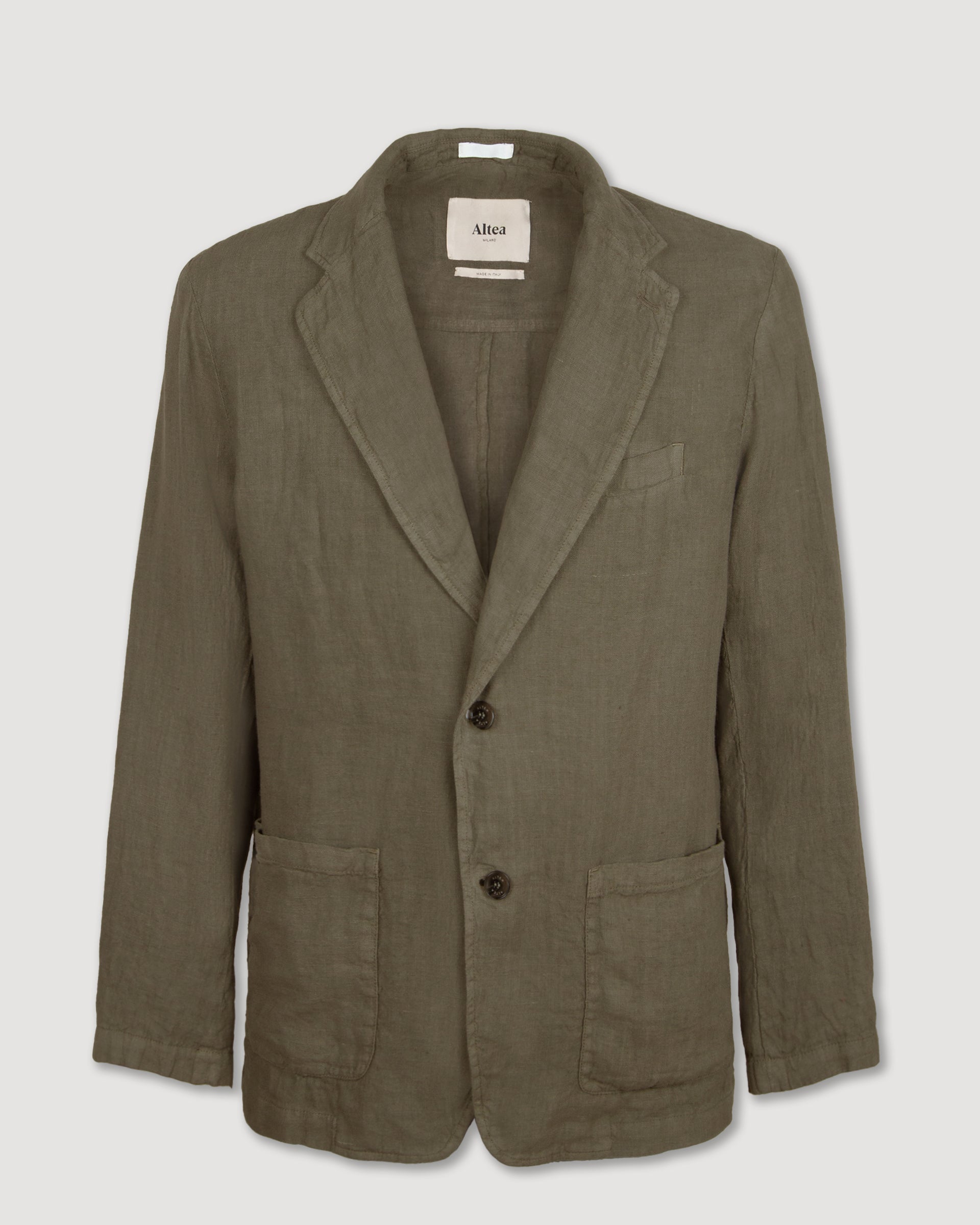 Aaron unlined linen blazer, green - Army