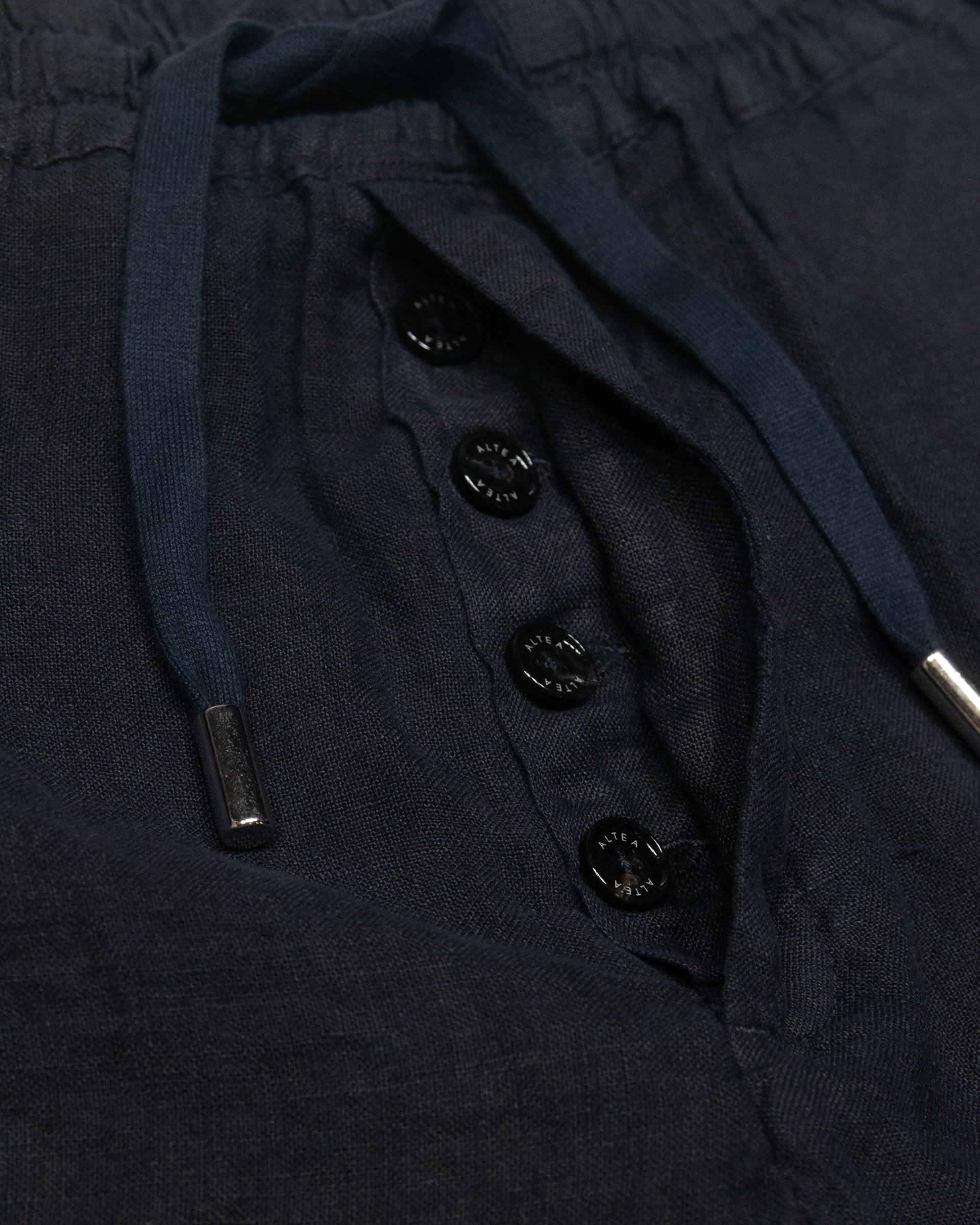 Bermuda Samuel in lino con coulisse, blu - Navy