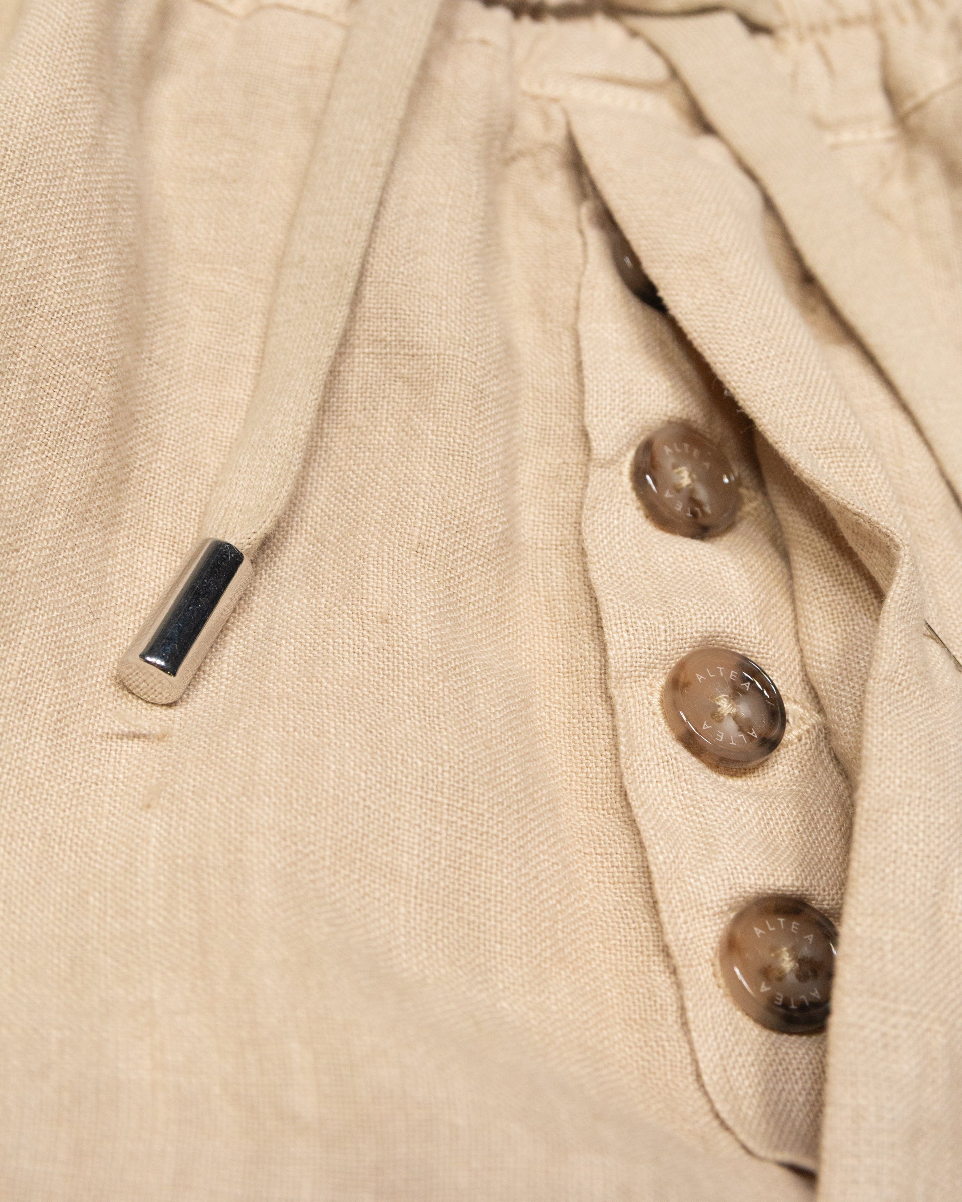 Bermuda Samuel in lino con coulisse - Beige