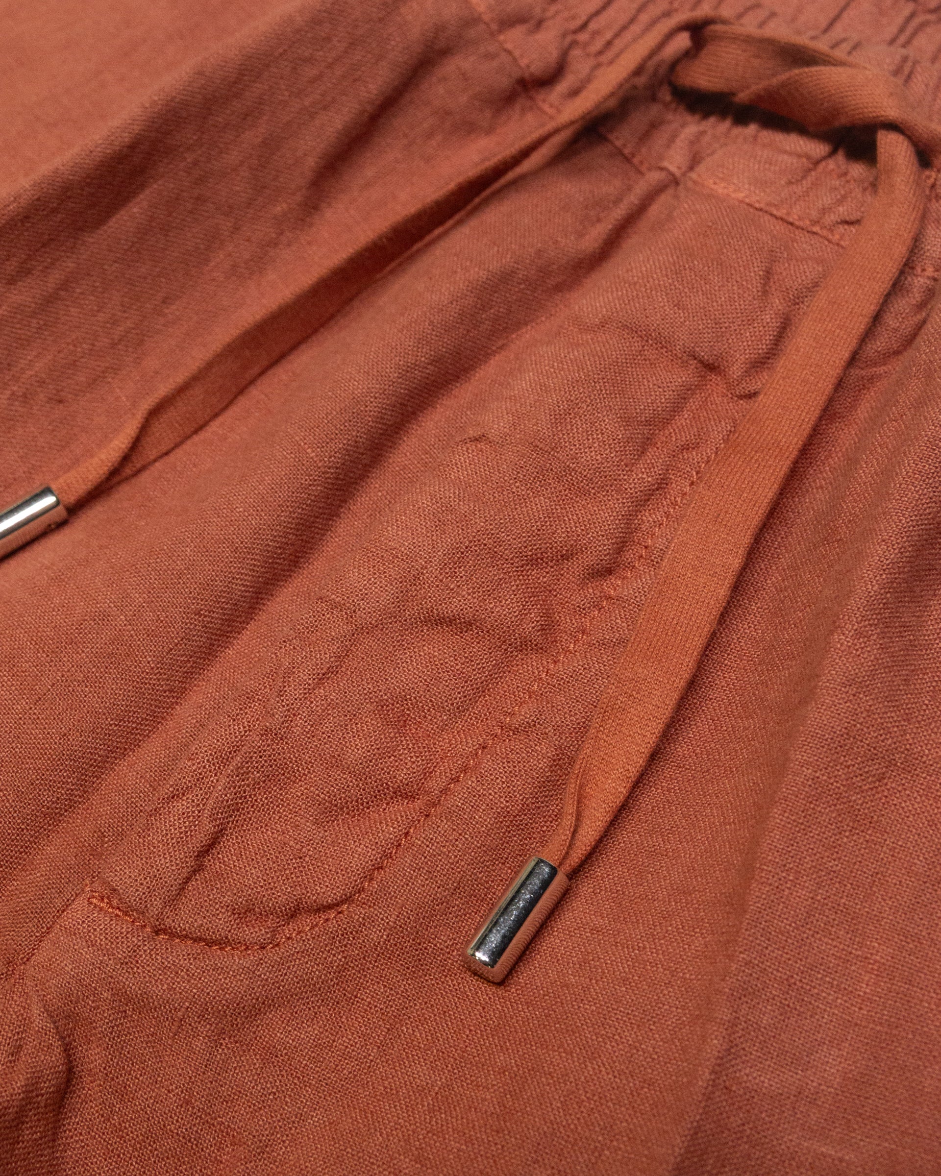 Bermuda Samuel in lino con coulisse, arancione - Cotto