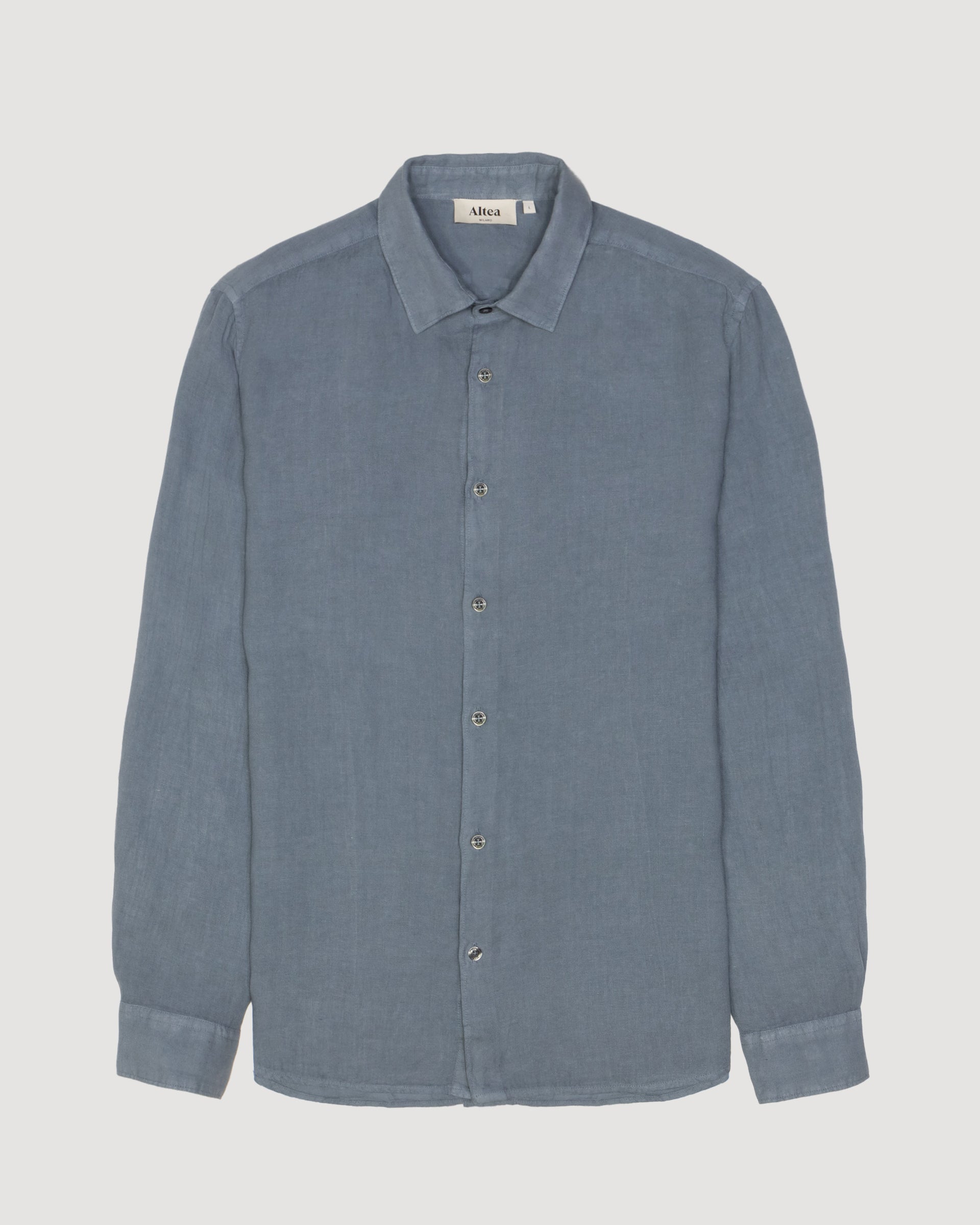 Bond shirt in linen, semi spread collar, regular fit light blue Bond shirt in linen, semi spread collar, regular fit light blue