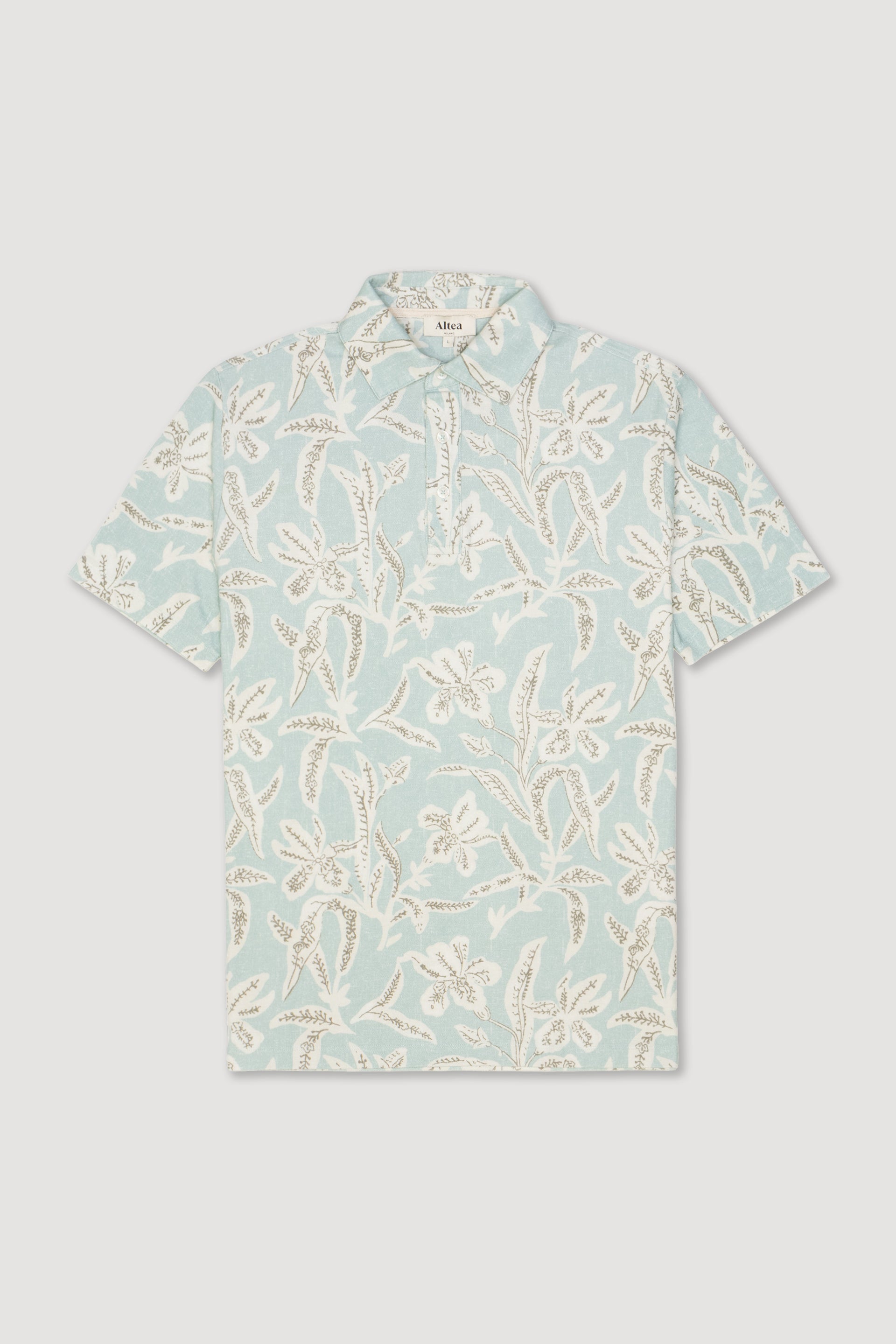 Polo Greg Piquet Stampa Flowers - Acqua