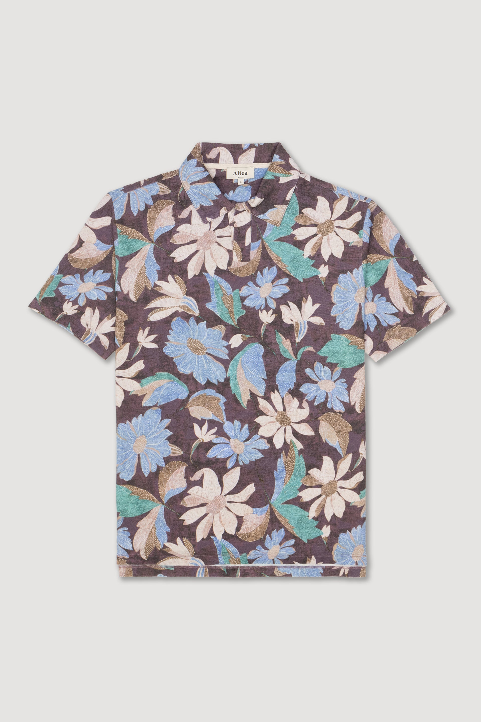 Polo Dennis Piquet Stampa Flowers M/ C - Mauve