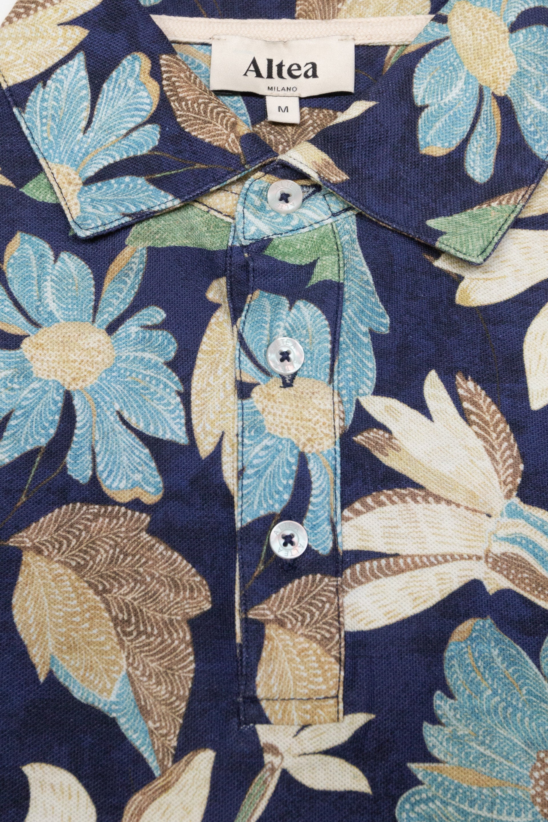 Polo Greg Piquet Stampa Flowers M/ C - Blue