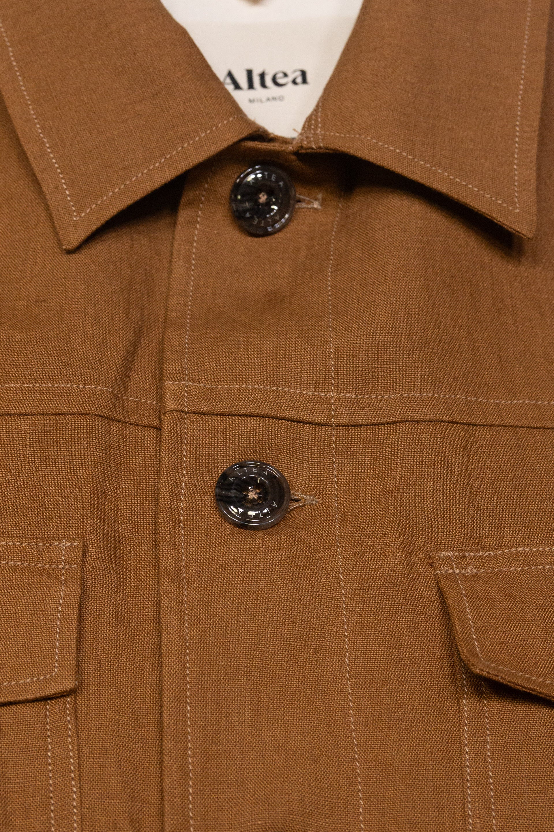 Overshirt Mitchell Lino Tinto Pezza - Cuoio