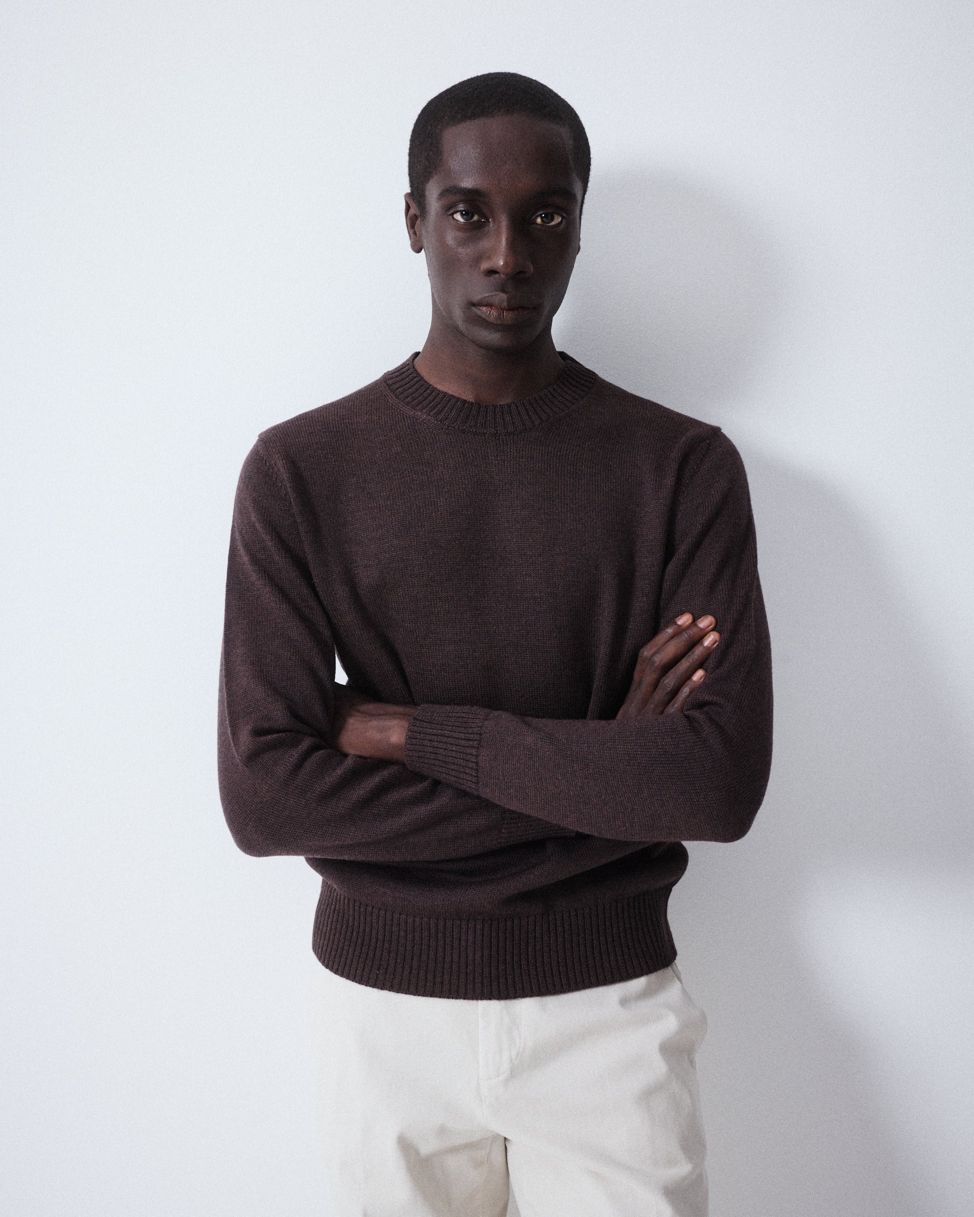 Maglia Girocollo Merino Rasata M/ L - MARRONE