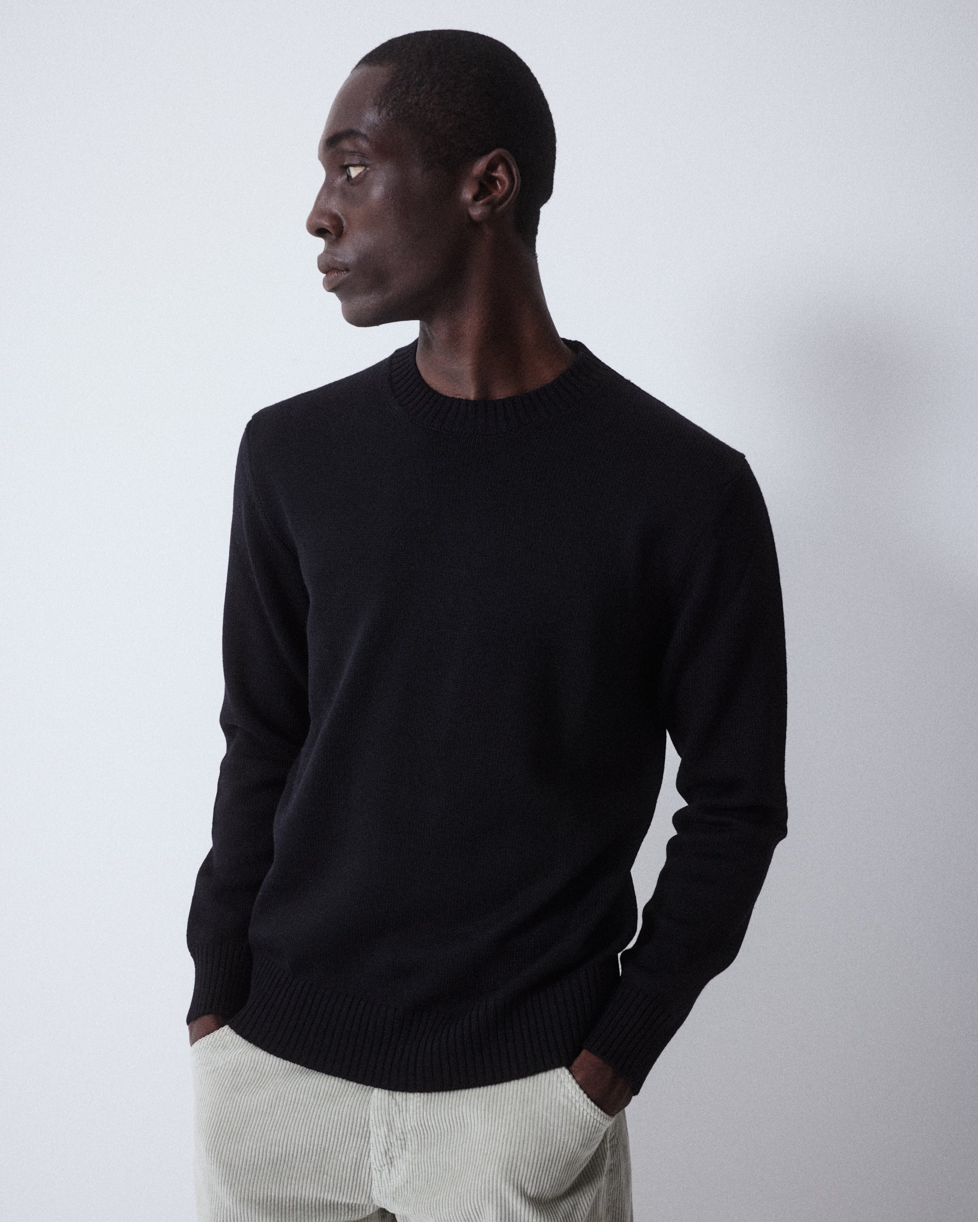 Maglia Girocollo Merino Rasata M/ L - NERO