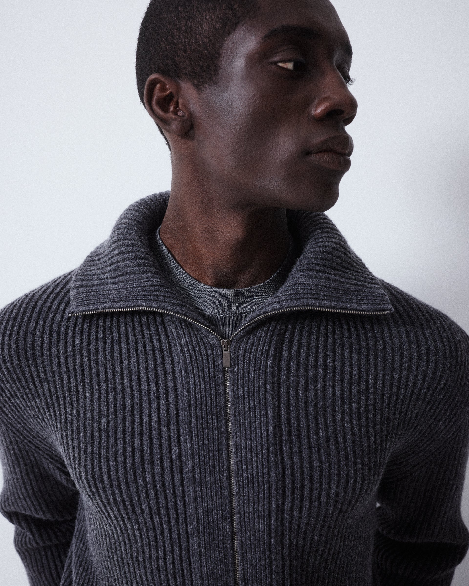 Giubbino Maglia Costa Ingl. Zip M/ L - ANTRACITE.