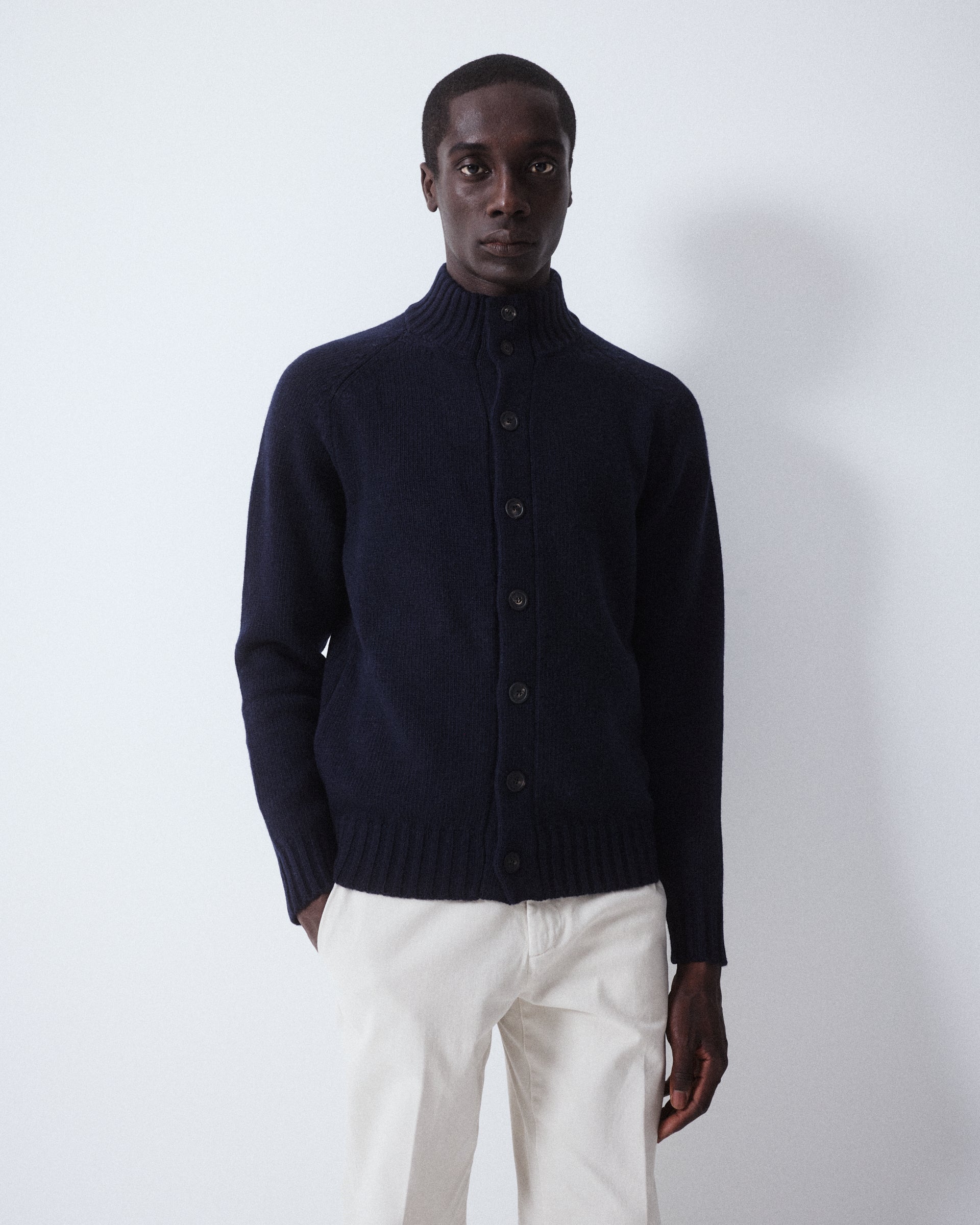 Giubbino Maglia Rasata Con Bottoni M/ L - NAVY