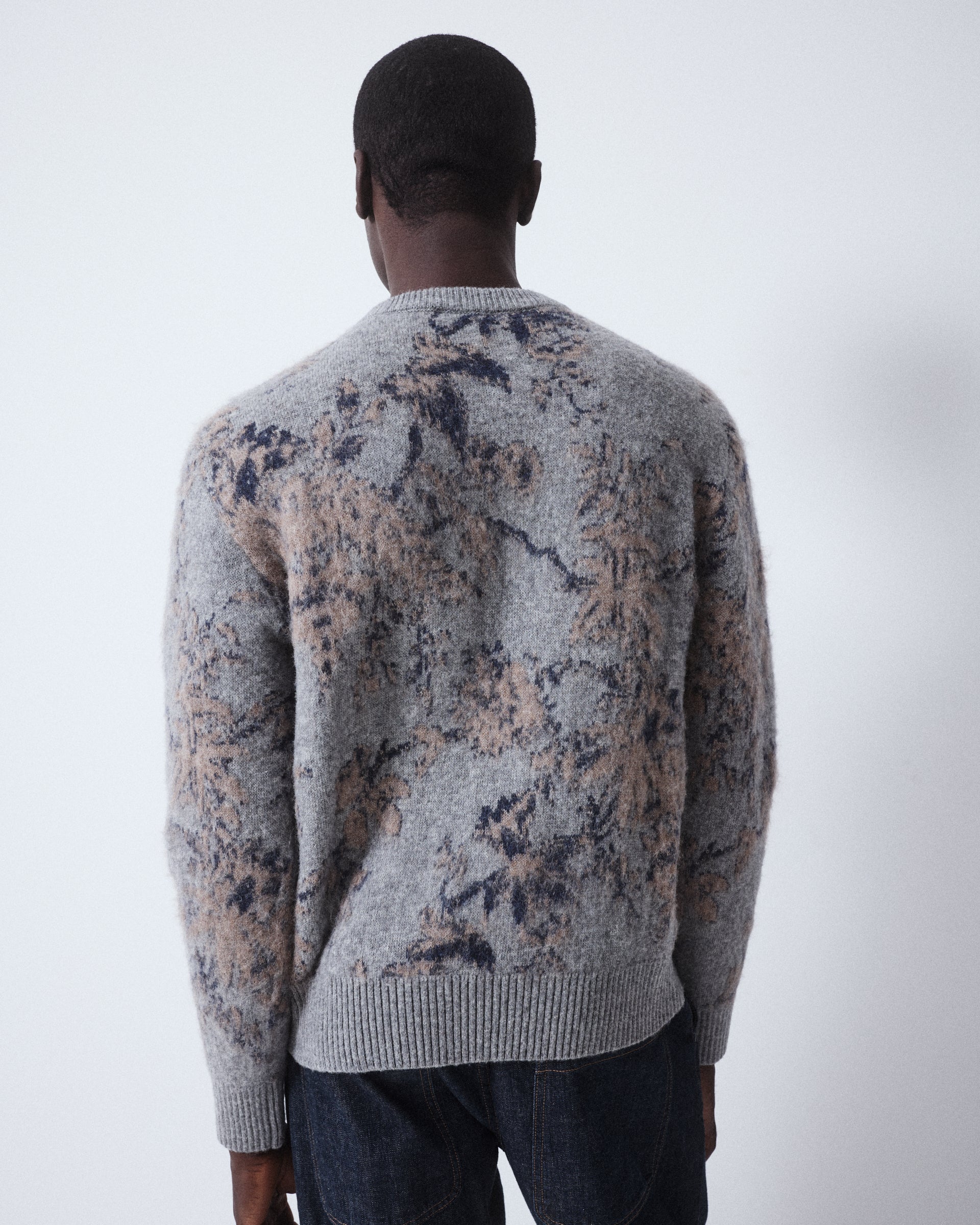 Maglia Girocollo Jacquard Floreale M/ L - GRIGIO MEDIO