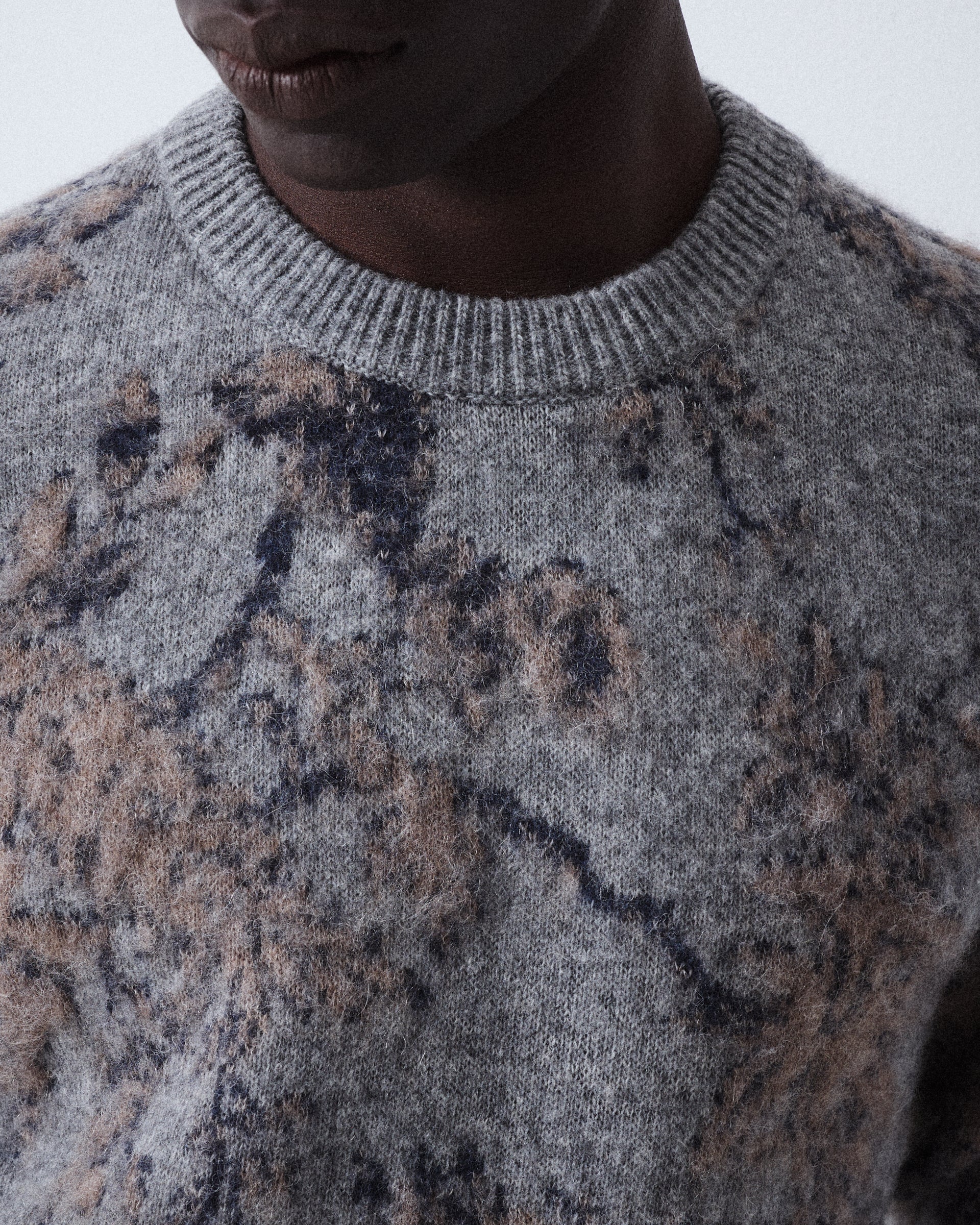 Maglia Girocollo Jacquard Floreale M/ L - GRIGIO MEDIO