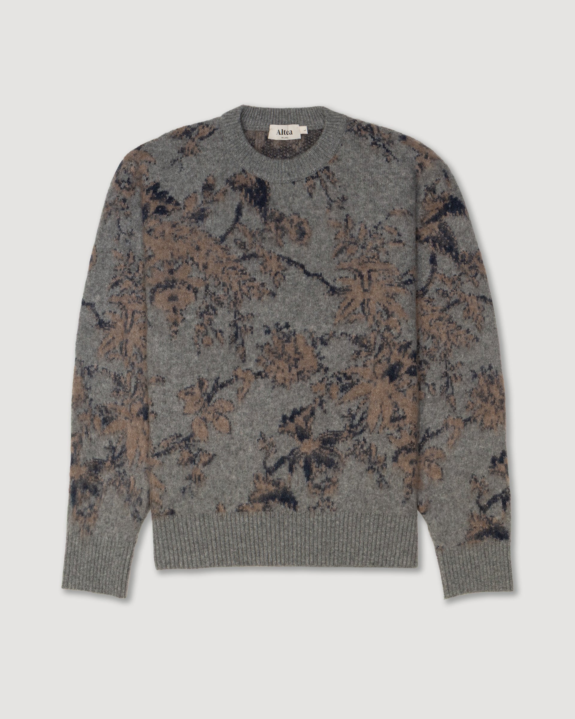 Maglia Girocollo Jacquard Floreale M/ L - GRIGIO MEDIO