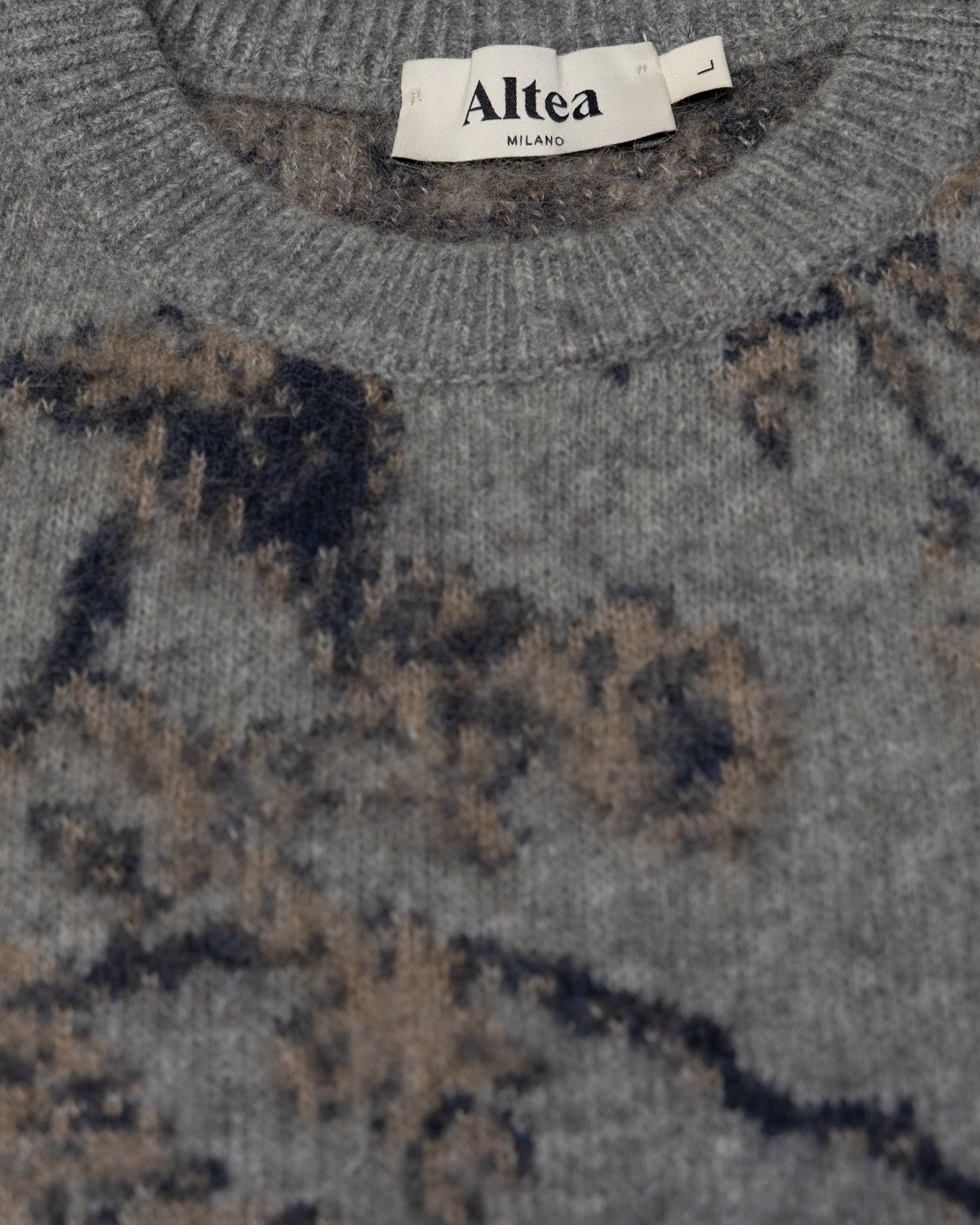 Maglia Girocollo Jacquard Floreale M/ L - GRIGIO MEDIO