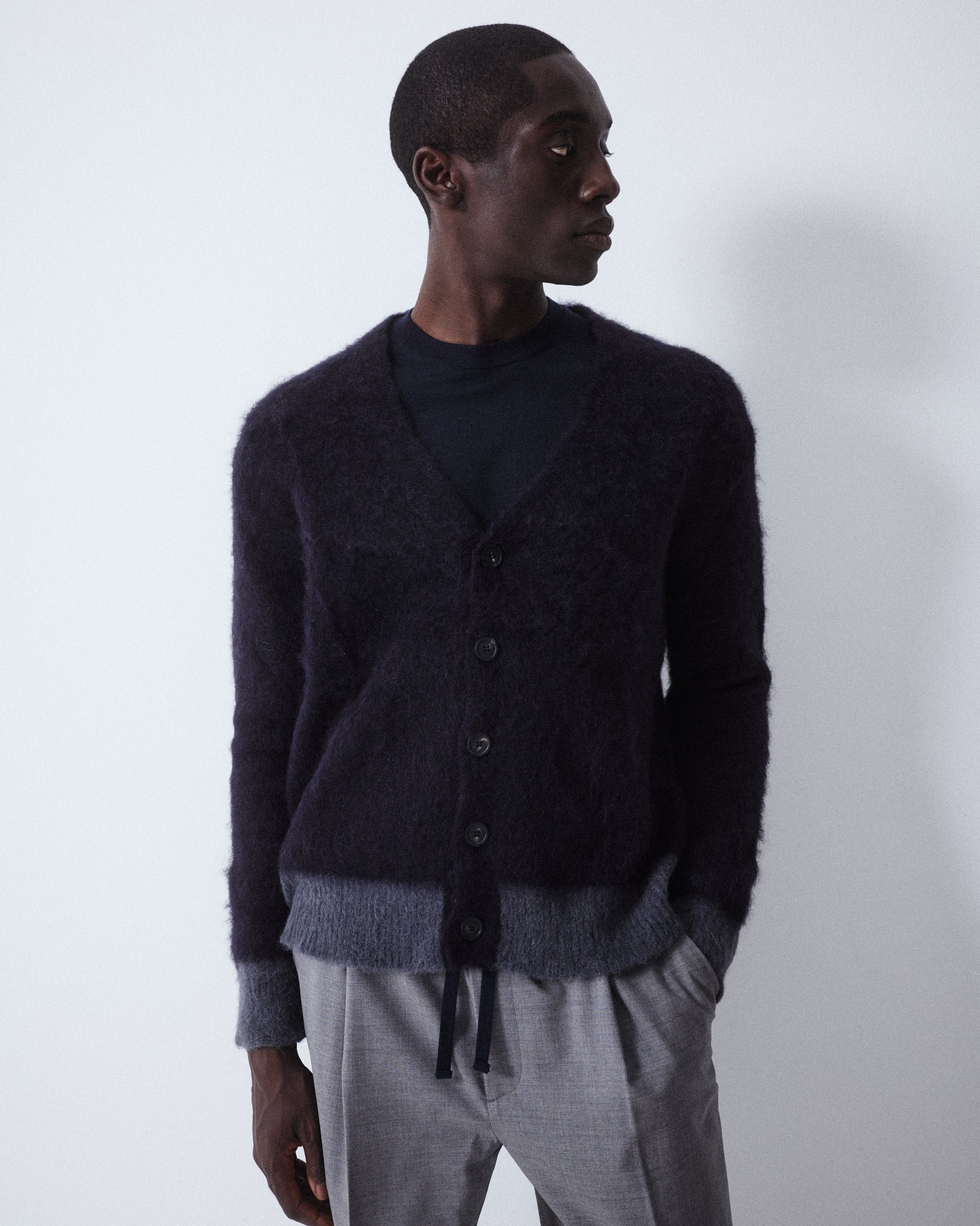 Cardigan Maglia Alpaca Garzato M/ L - NAVY