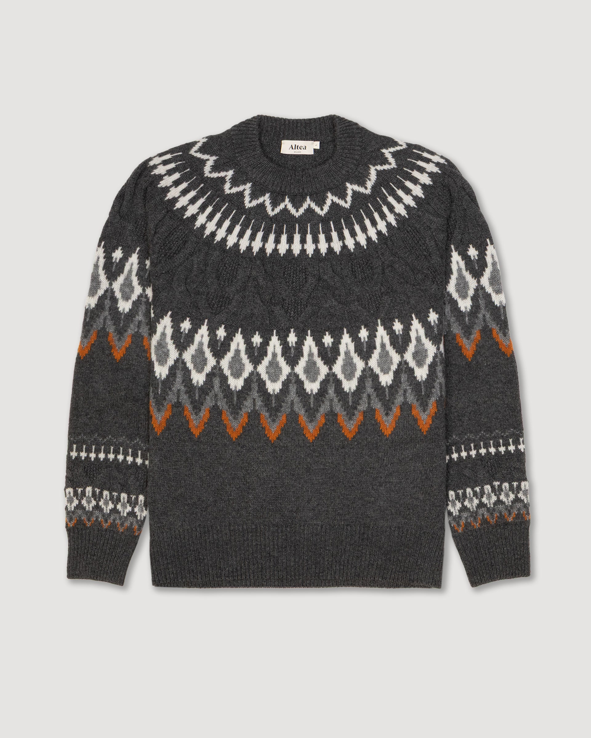 Maglia Girocollo Jacquard Norvegese M/ L - Grigio medio