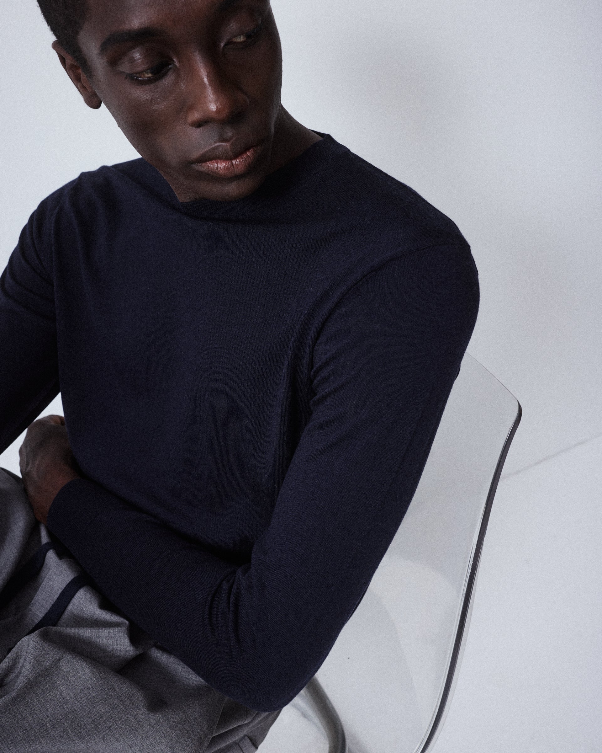 Maglia Girocollo Lana Cashmere Seta M/ L - NAVY