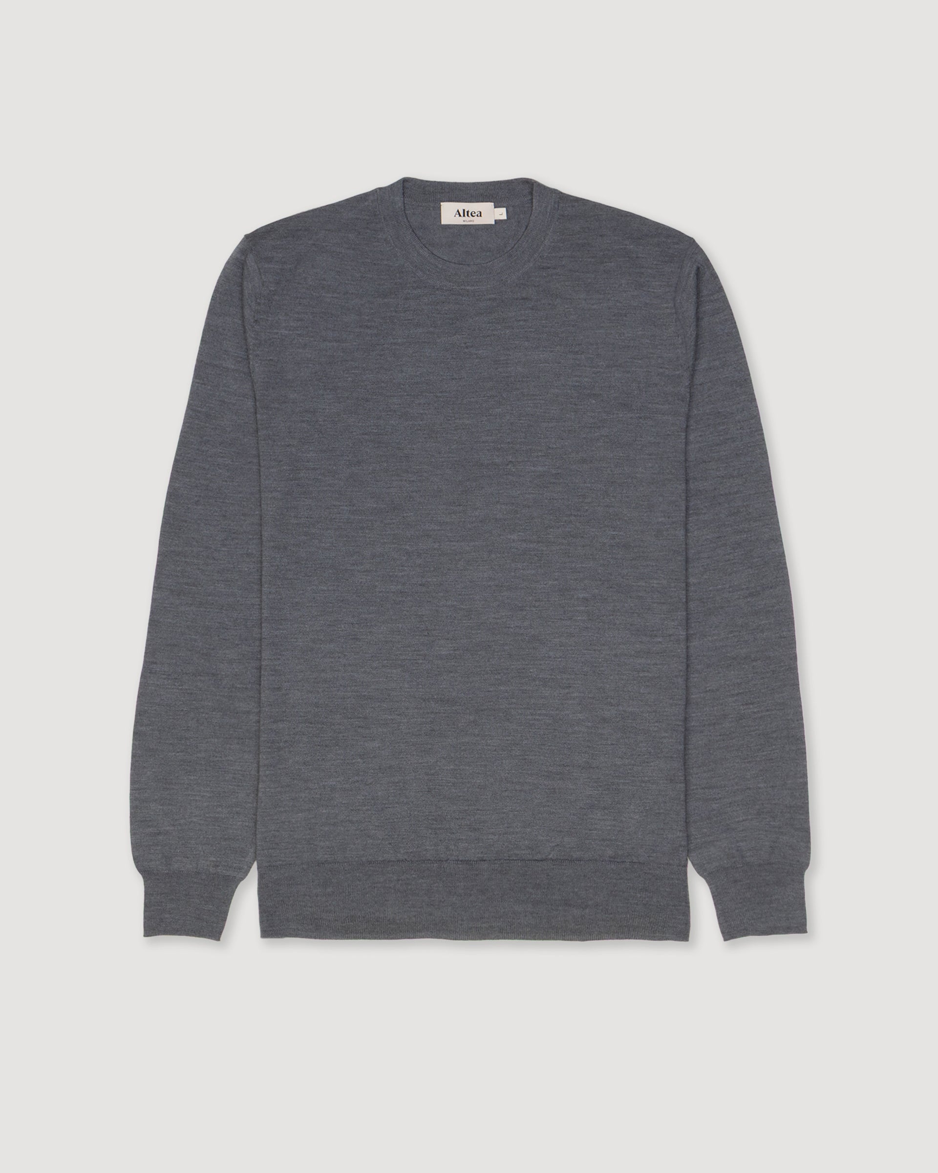 Crewneck sweater in a luxurious wool–silk–cashmere blend yarn. Grey -