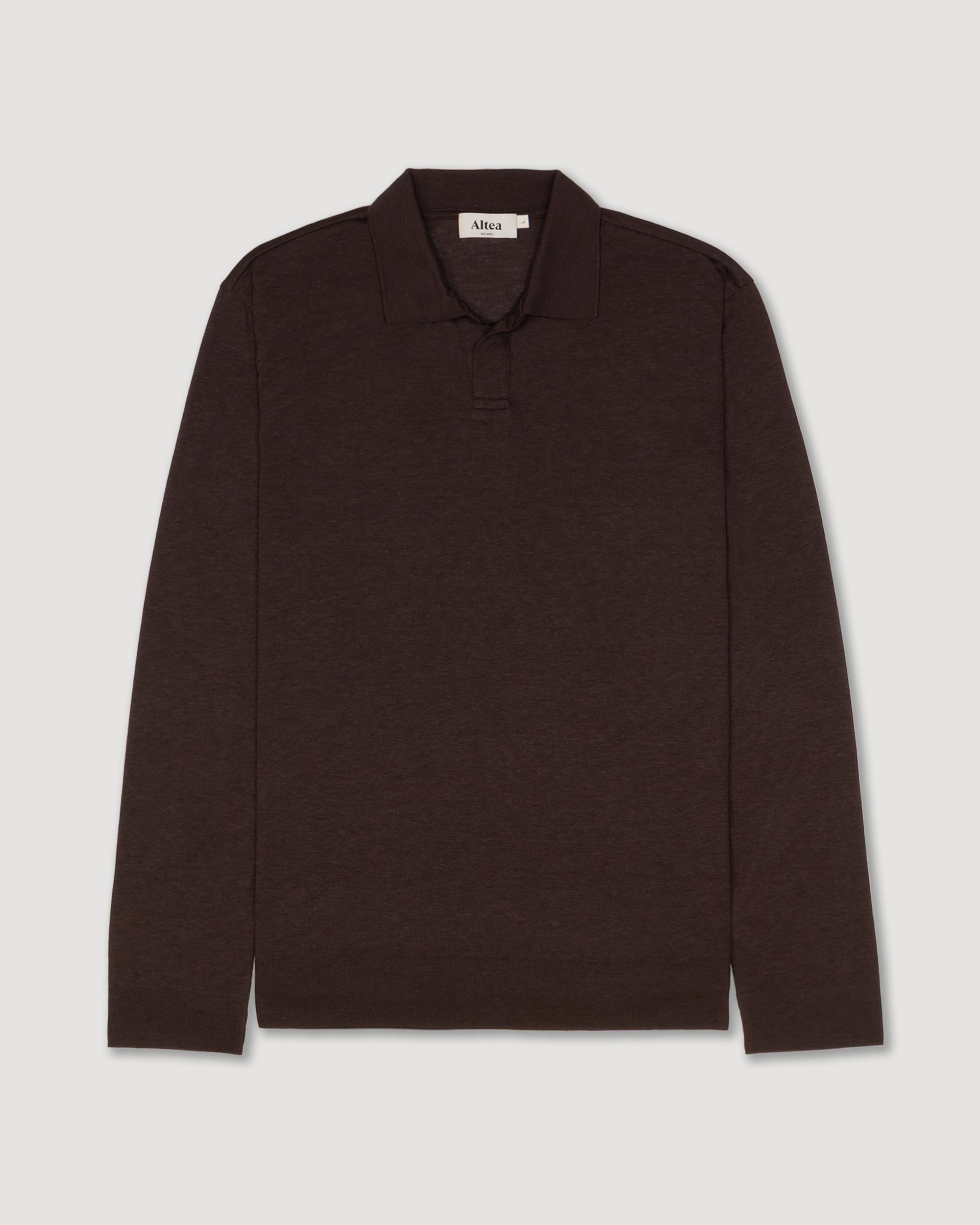 Polo collo aperto Pierre in jersey di lyocell misto cotone. Marrone - Moro