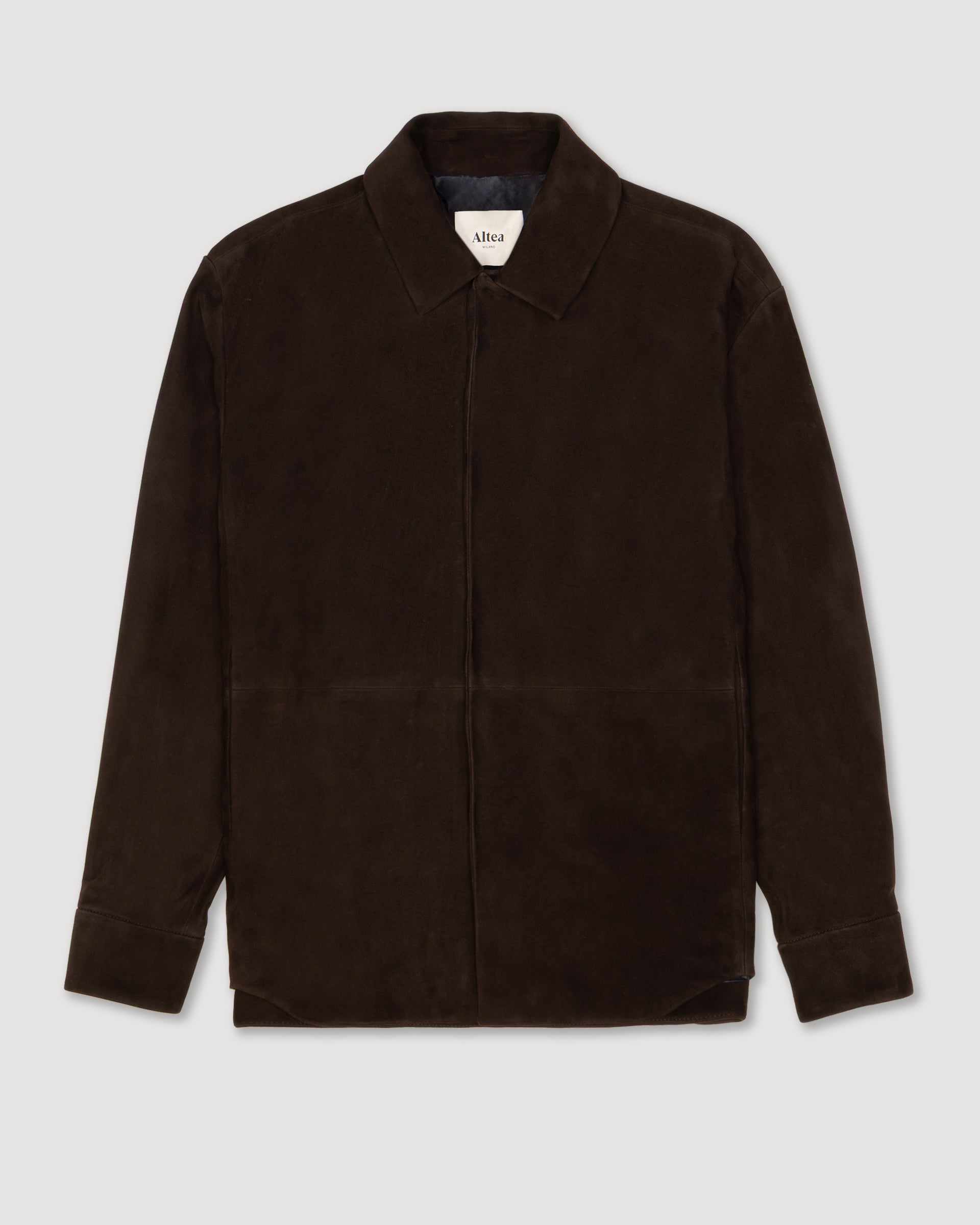 Shirt jacket Leon in suede, foderata. Marrone - Moro