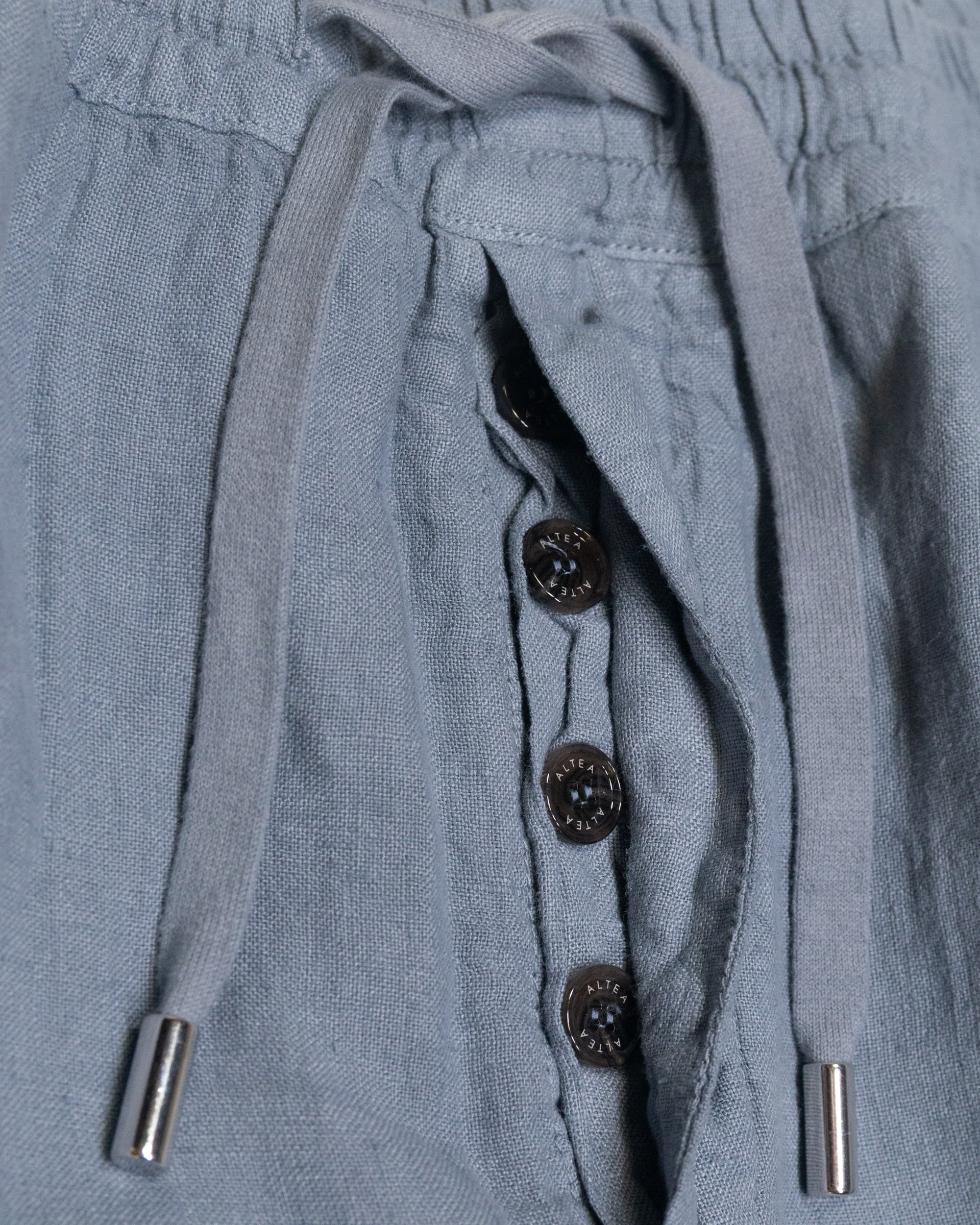 Pantalone Mattia in lino con coulisse, azzurro - Carta da zucchero