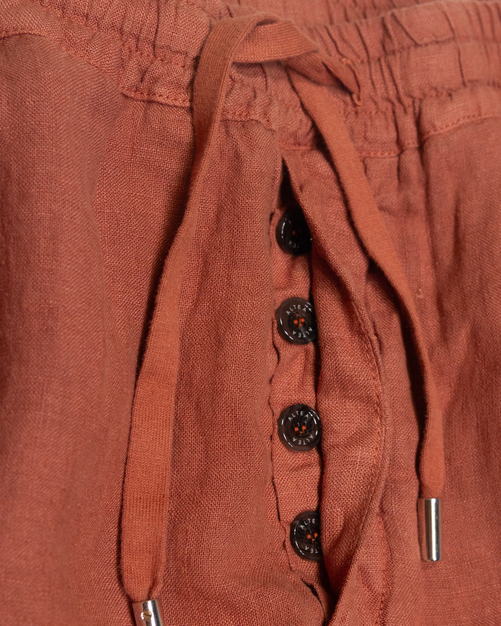 Pantalone Mattia in lino con coulisse, arancione - Cotto