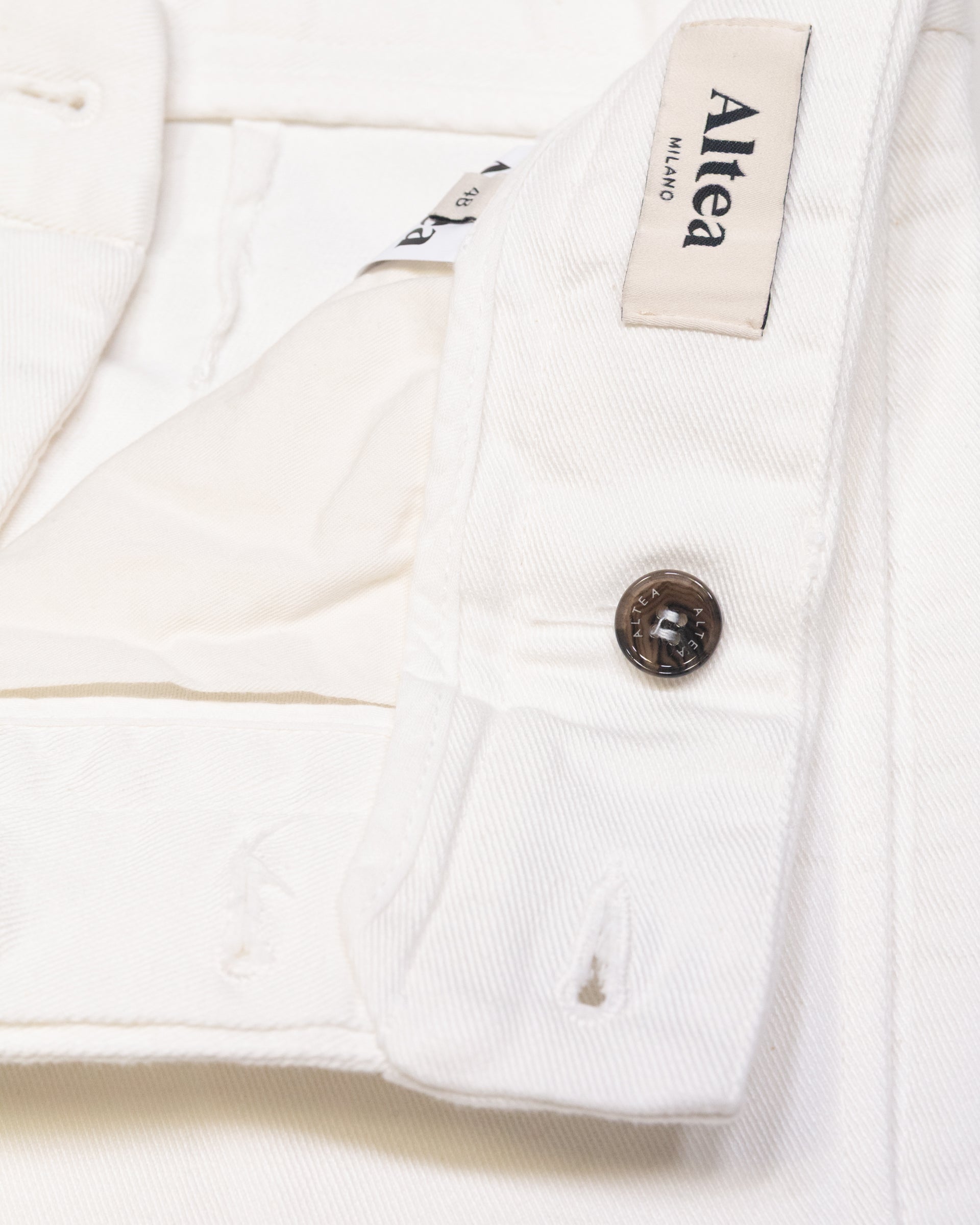 Pantalone chino Oscar in bull di cotone stretch - Bianco