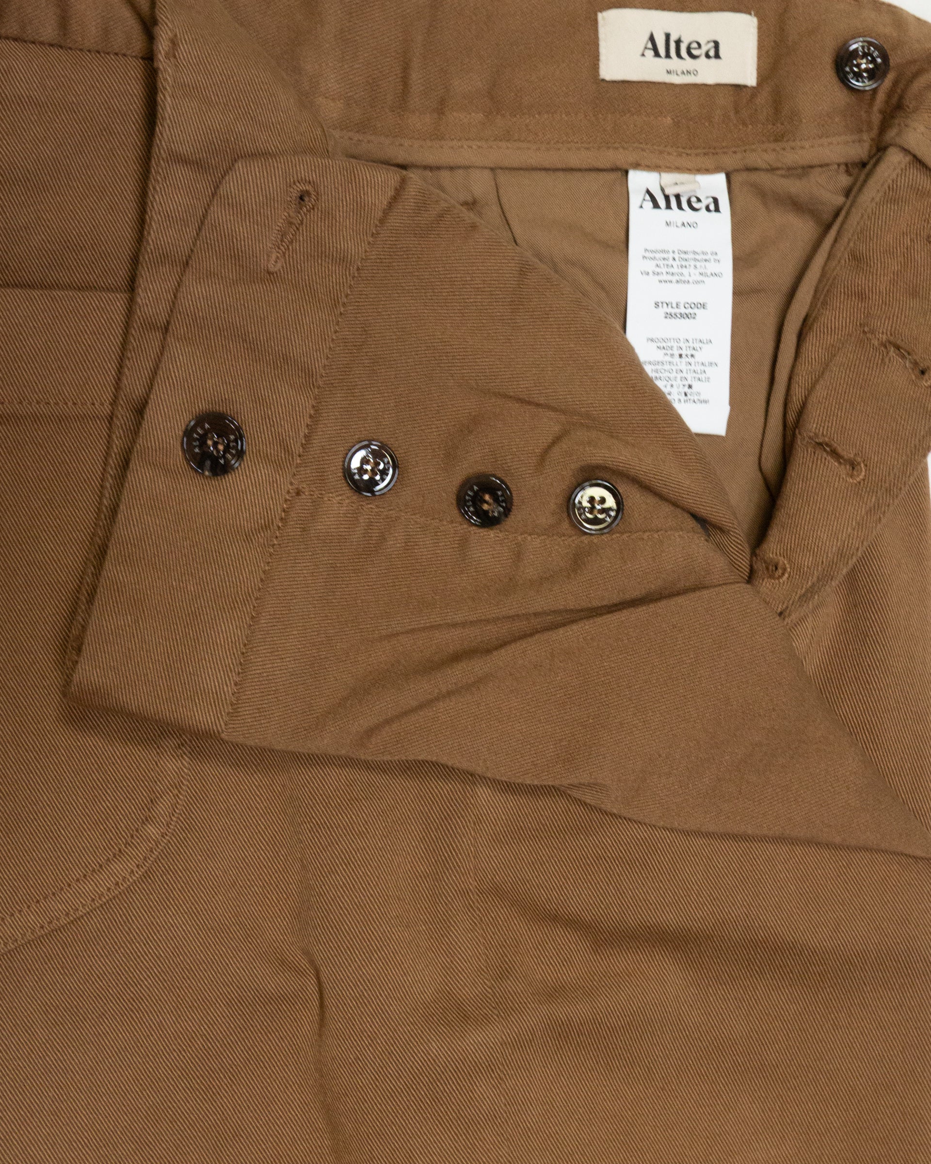 Pantalone chino Oscar in bull di cotone stretch, marrone - Cammello