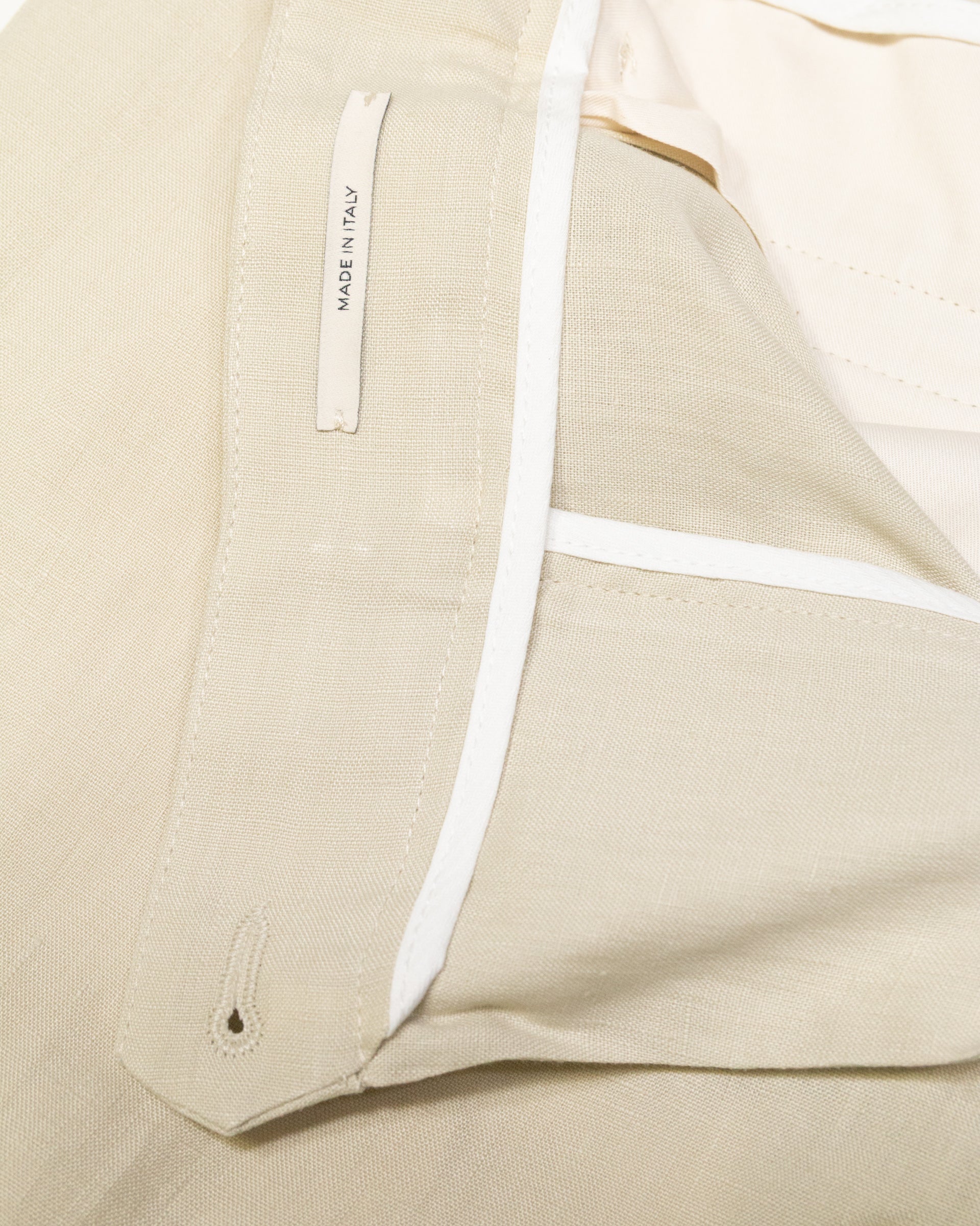 Pantalone chino Ronny in lino con pinces, panna - Malta