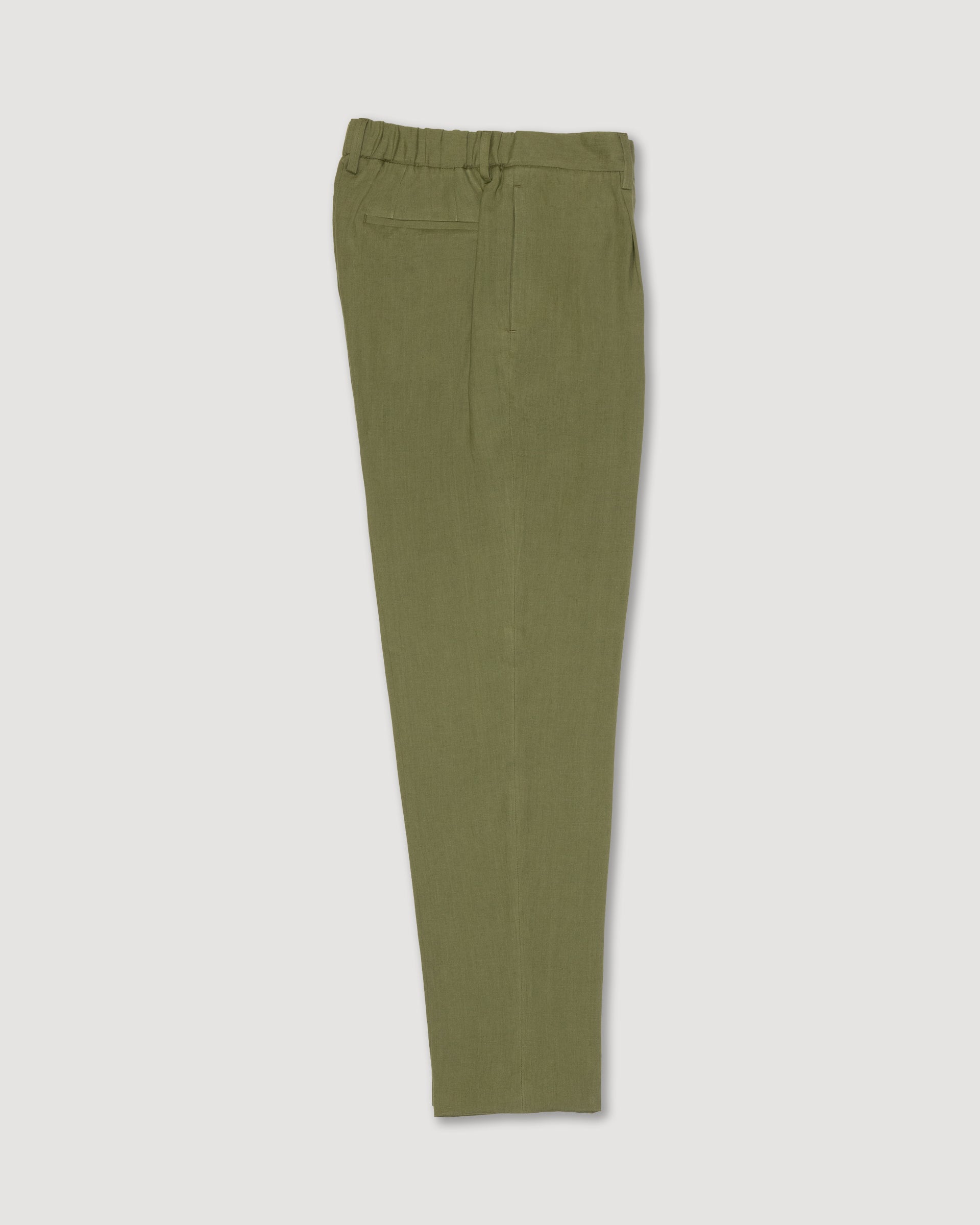 Pantalone chino Ronny in lino con pinces, verde - Salvia