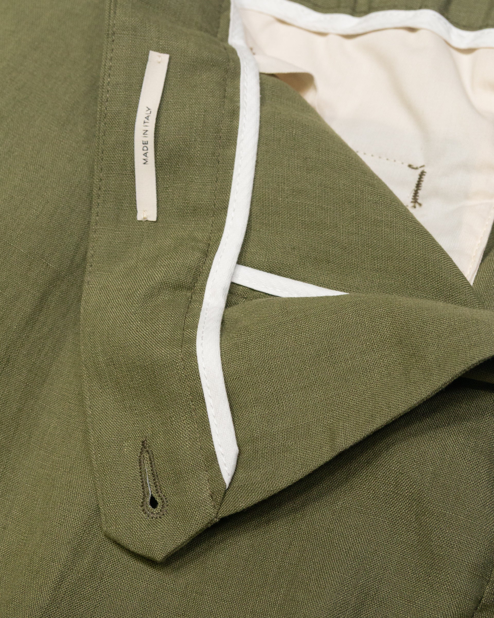 Pantalone chino Ronny in lino con pinces, verde - Salvia