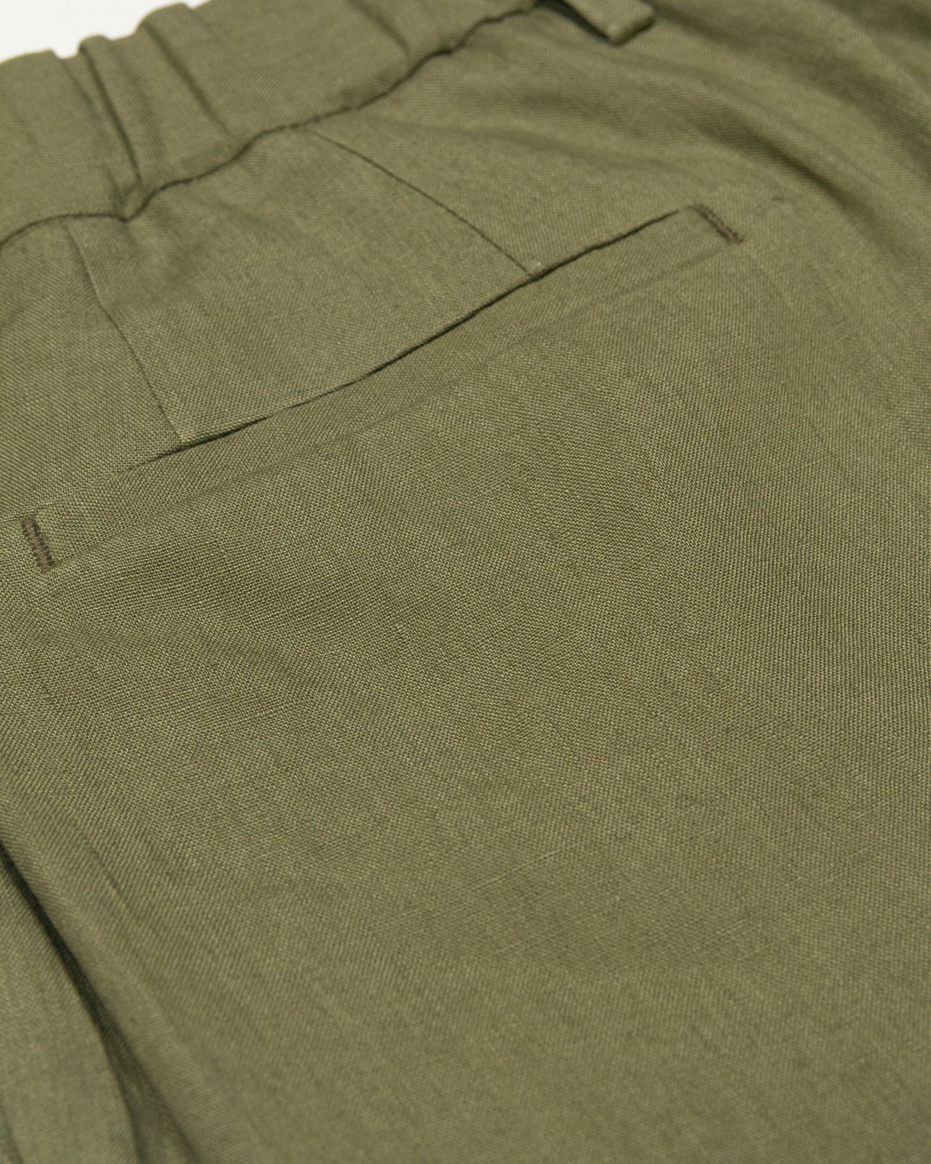 Pantalone chino Ronny in lino con pinces, verde - Salvia
