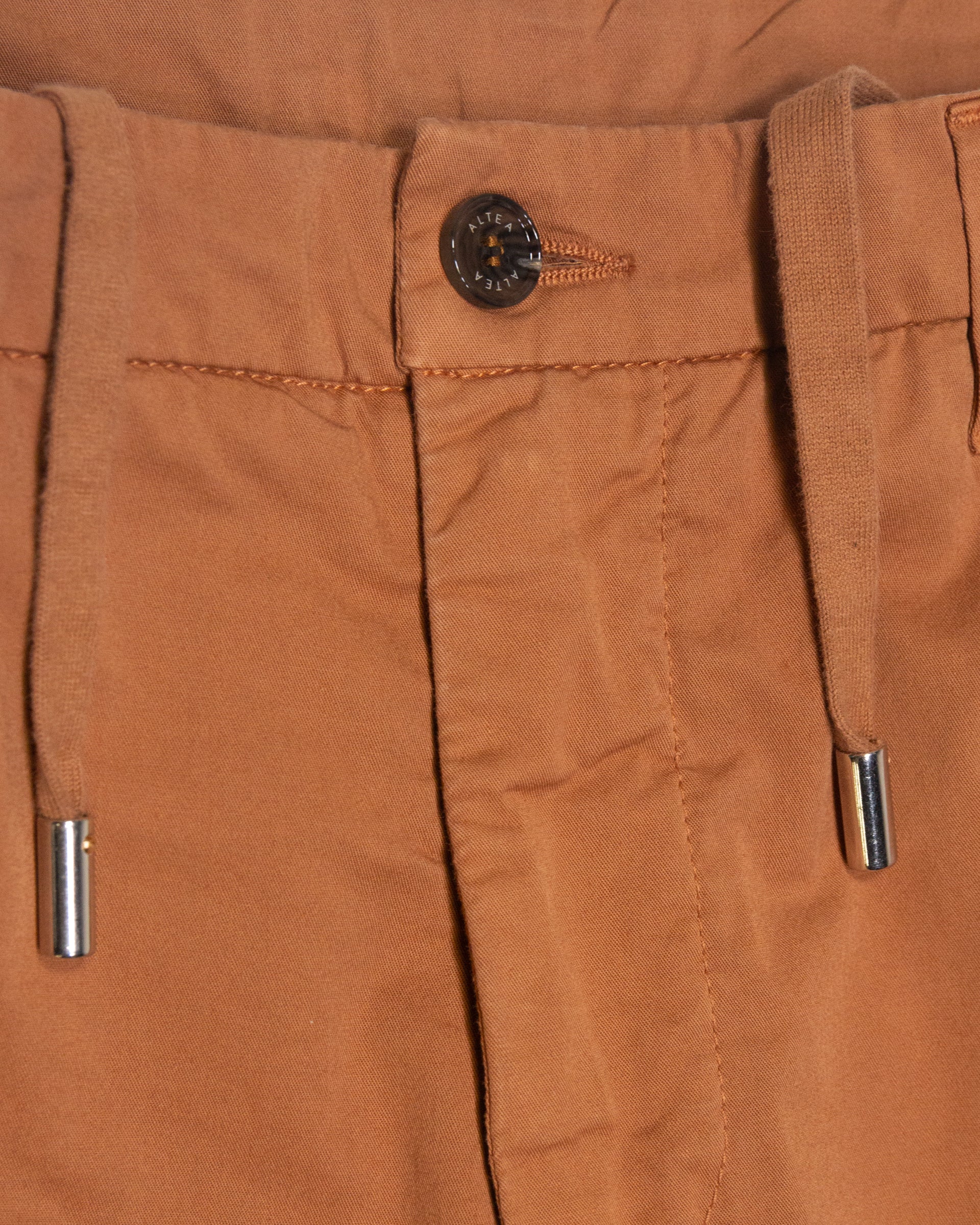 Pantalone chino Dumbo in cotone stretch con coulisse, marrone - Mostarda