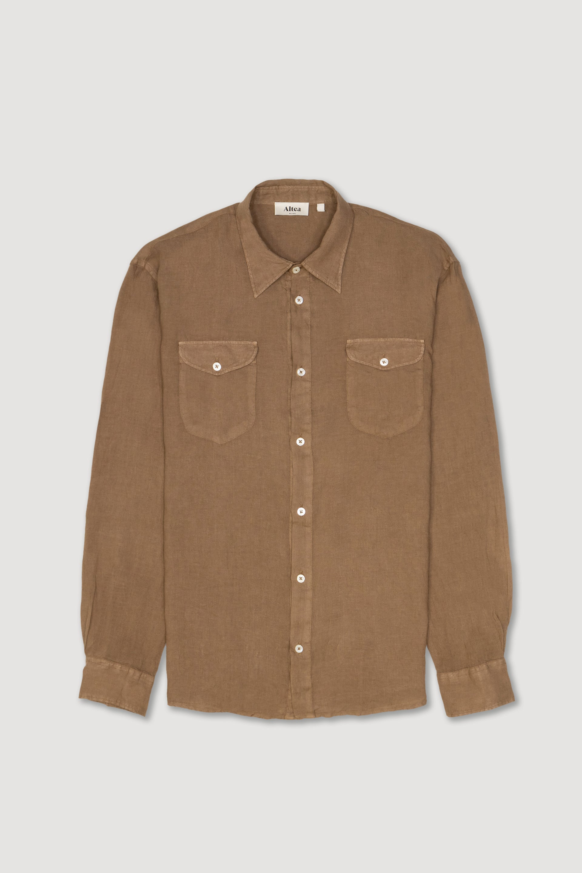 Camicia Dallas Lino M/ L Tinto Capo - Cammello