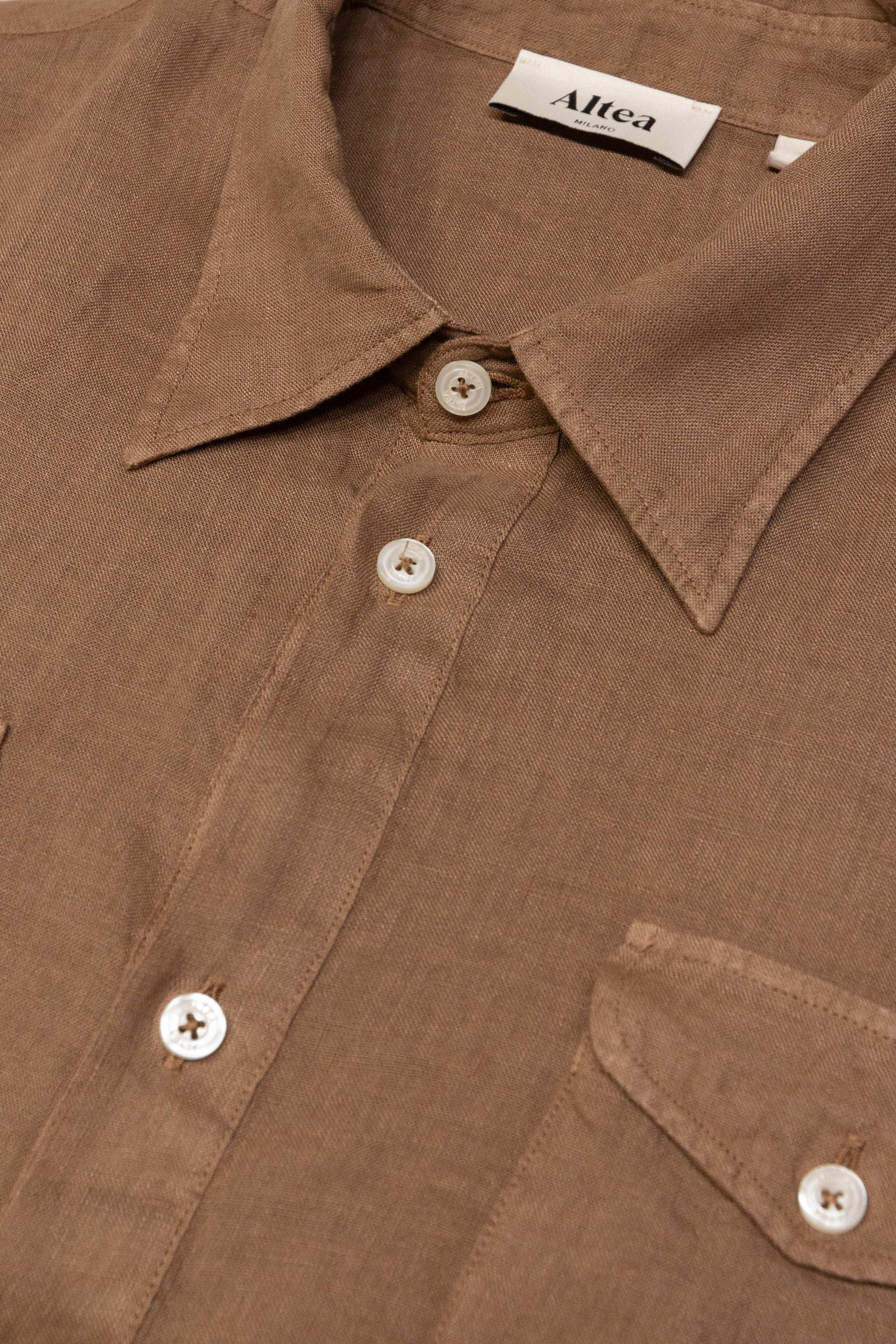 Camicia Dallas Lino M/ L Tinto Capo - Cammello