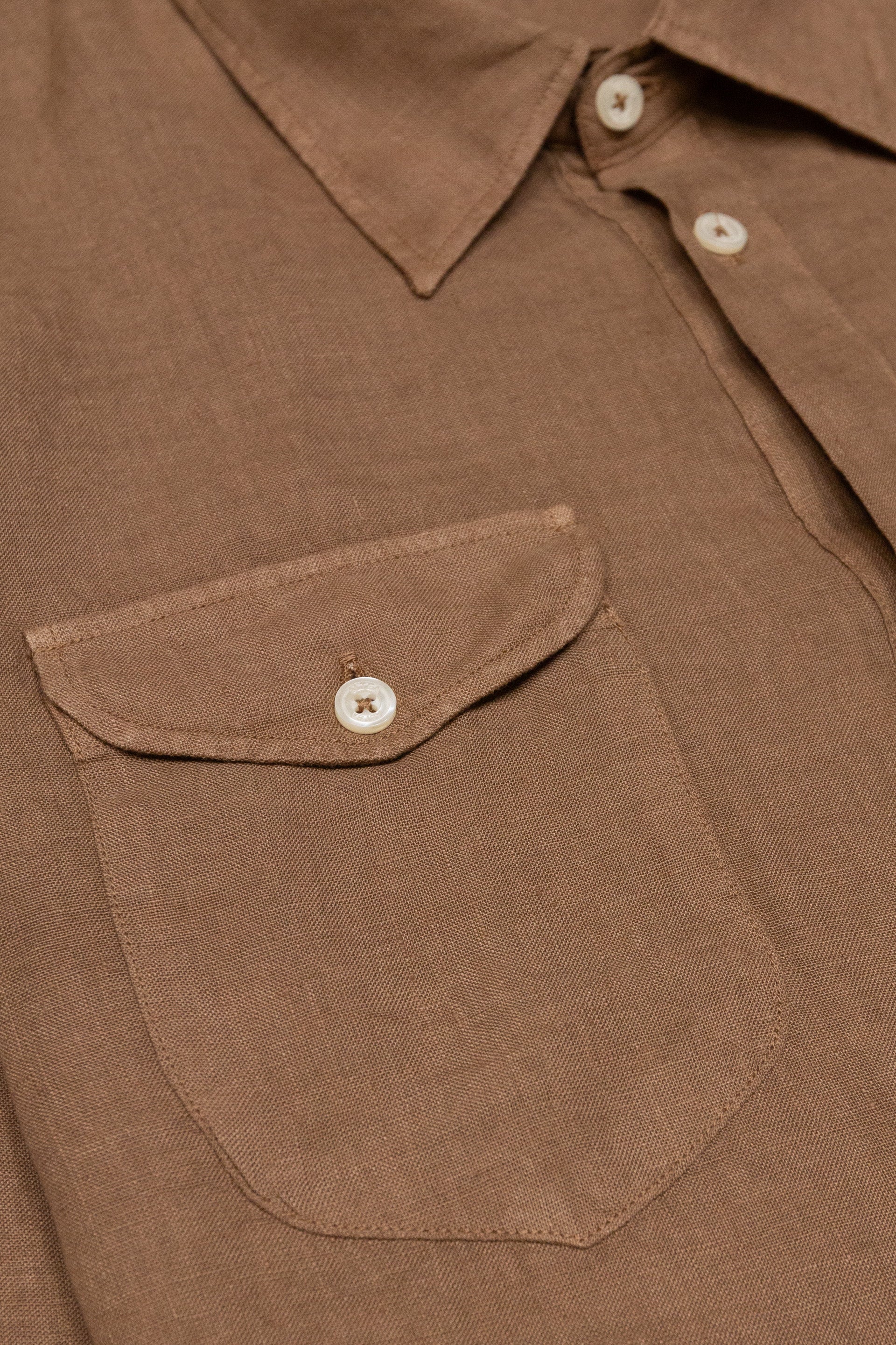 Camicia Dallas Lino M/ L Tinto Capo - Cammello