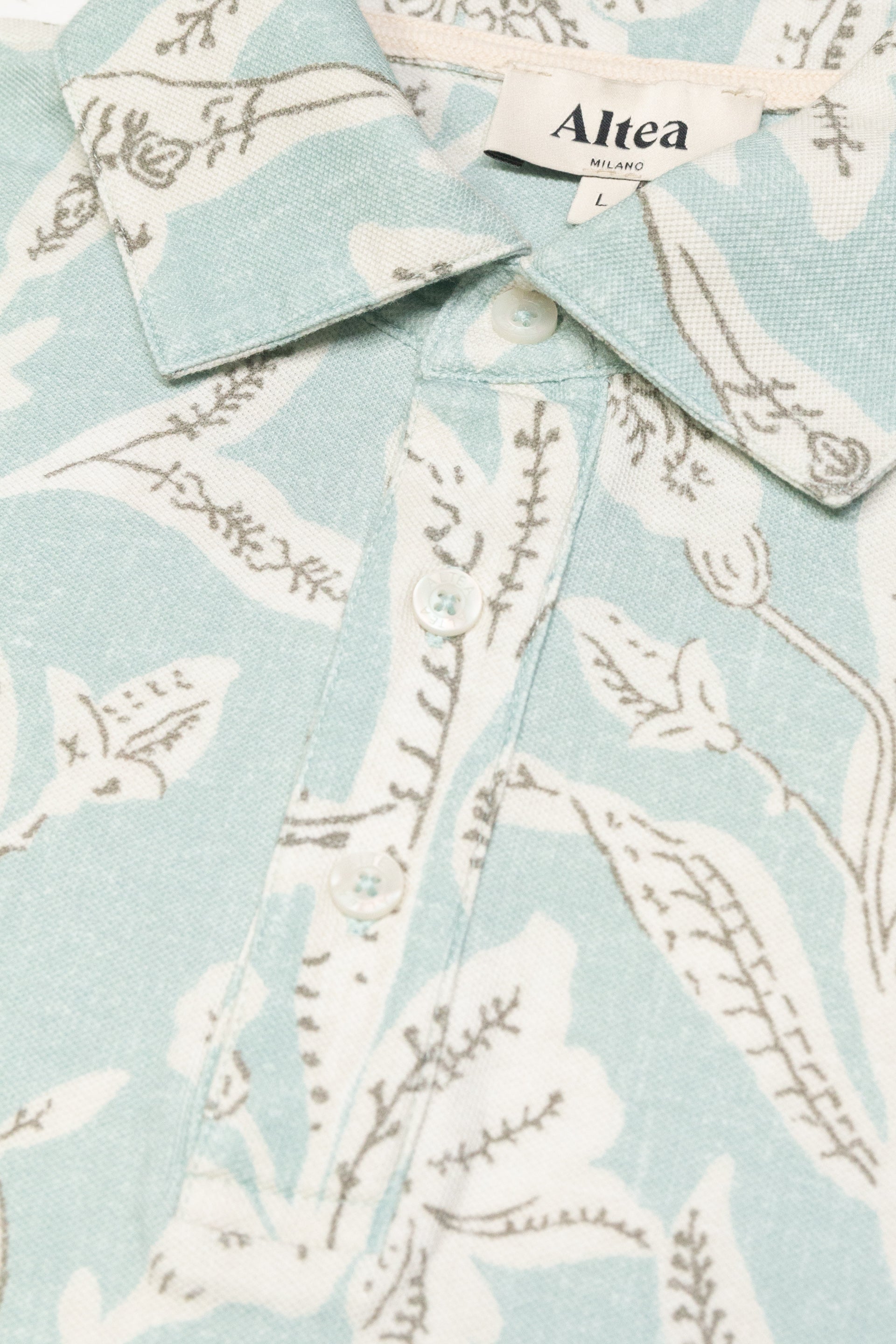 Polo Greg Piquet Stampa Flowers - Acqua