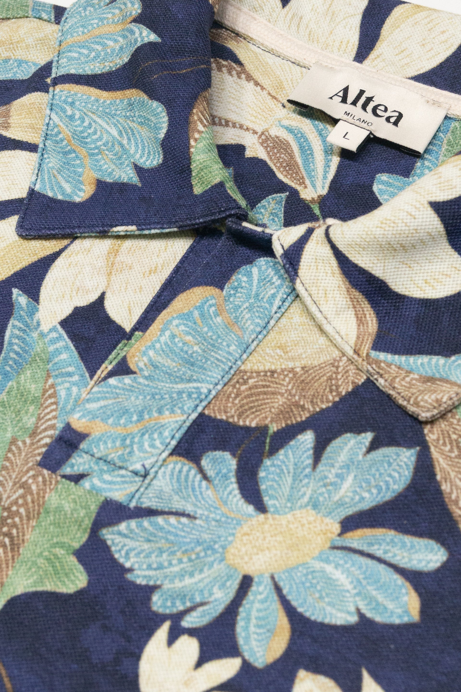 Polo Dennis Piquet Stampa Flowers M/ C - Blue