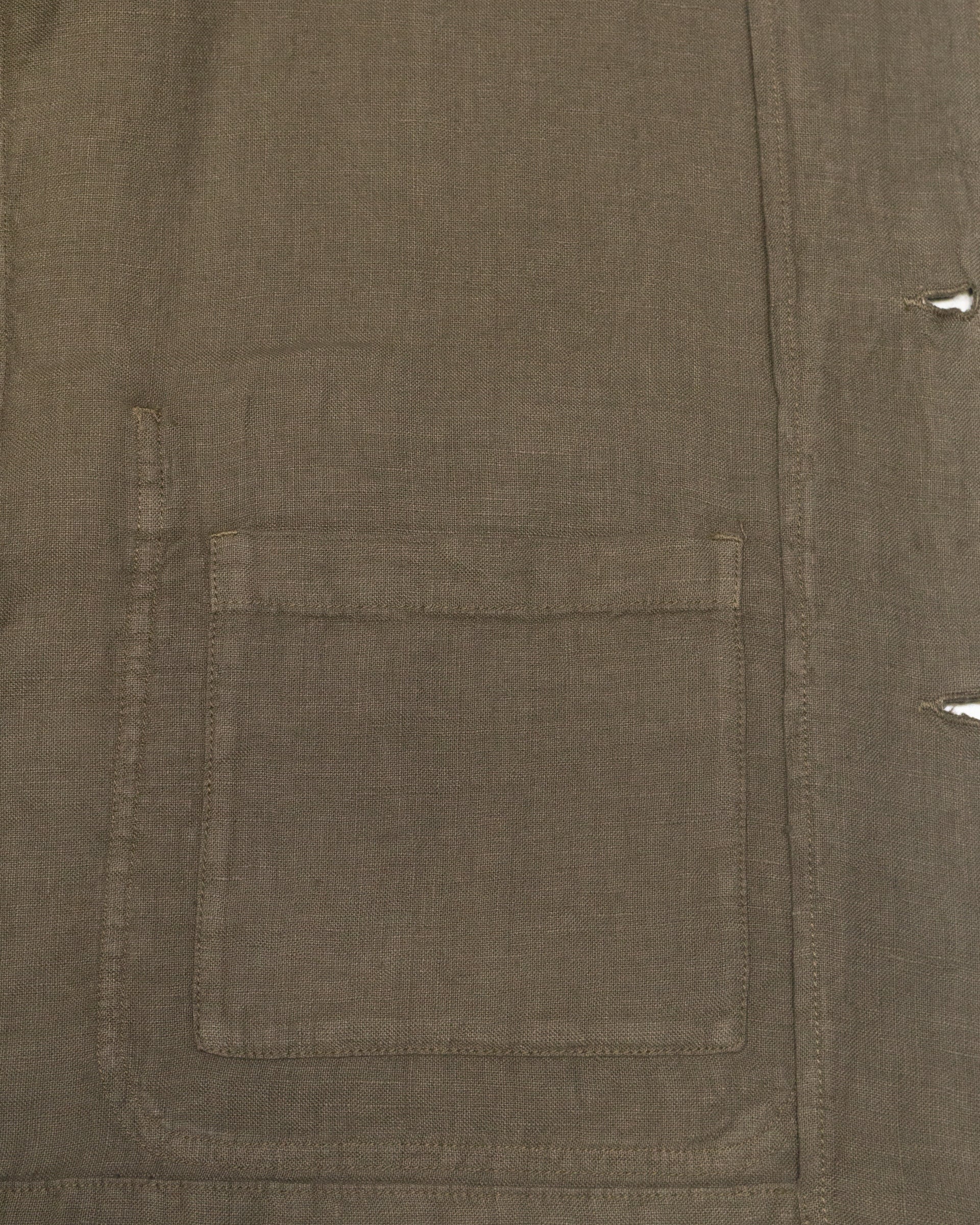 Constantin linen chore jacket, unlined, green - Army