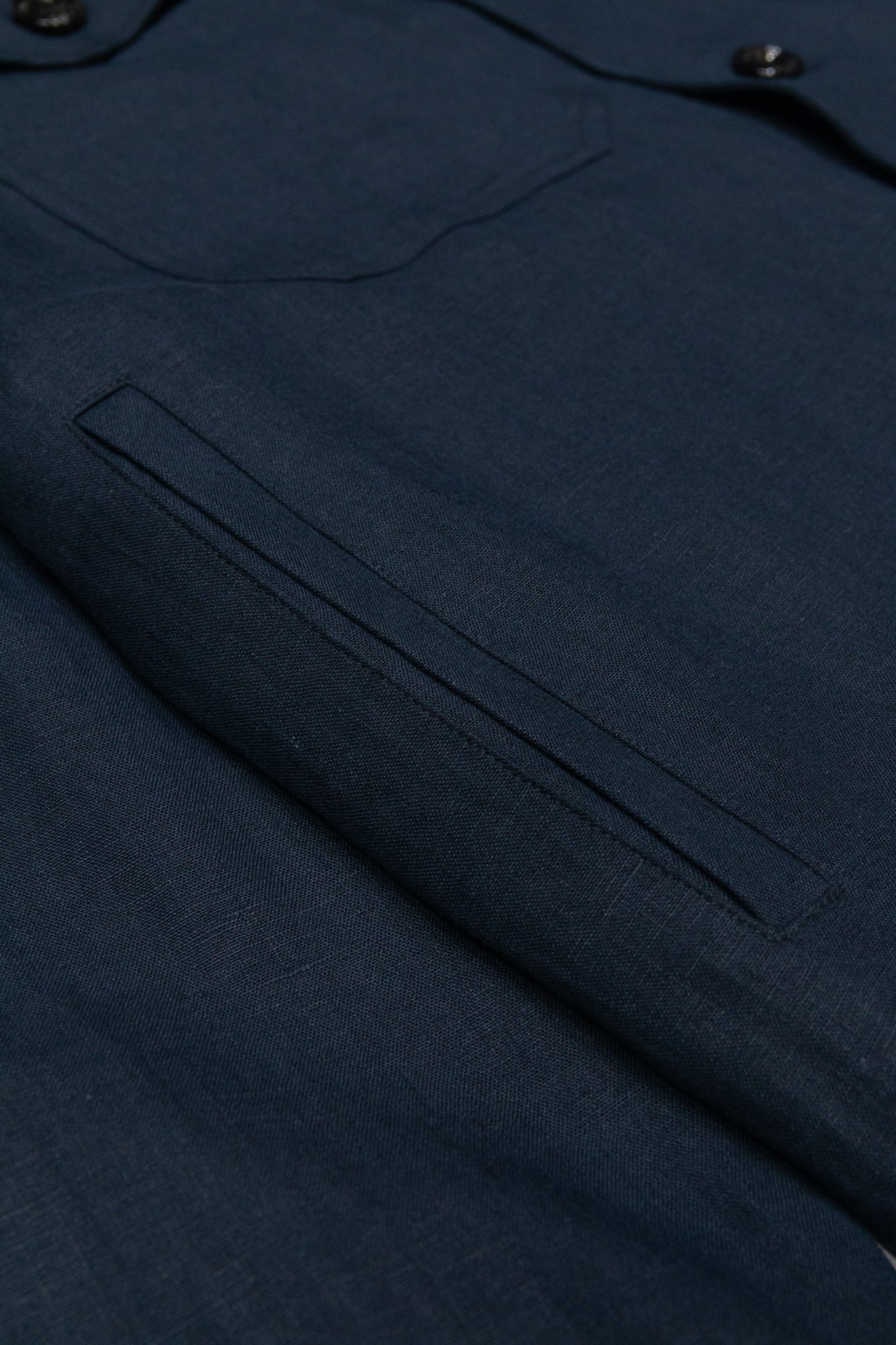 Overshirt Mitchell Lino Tinto Pezza - Navy