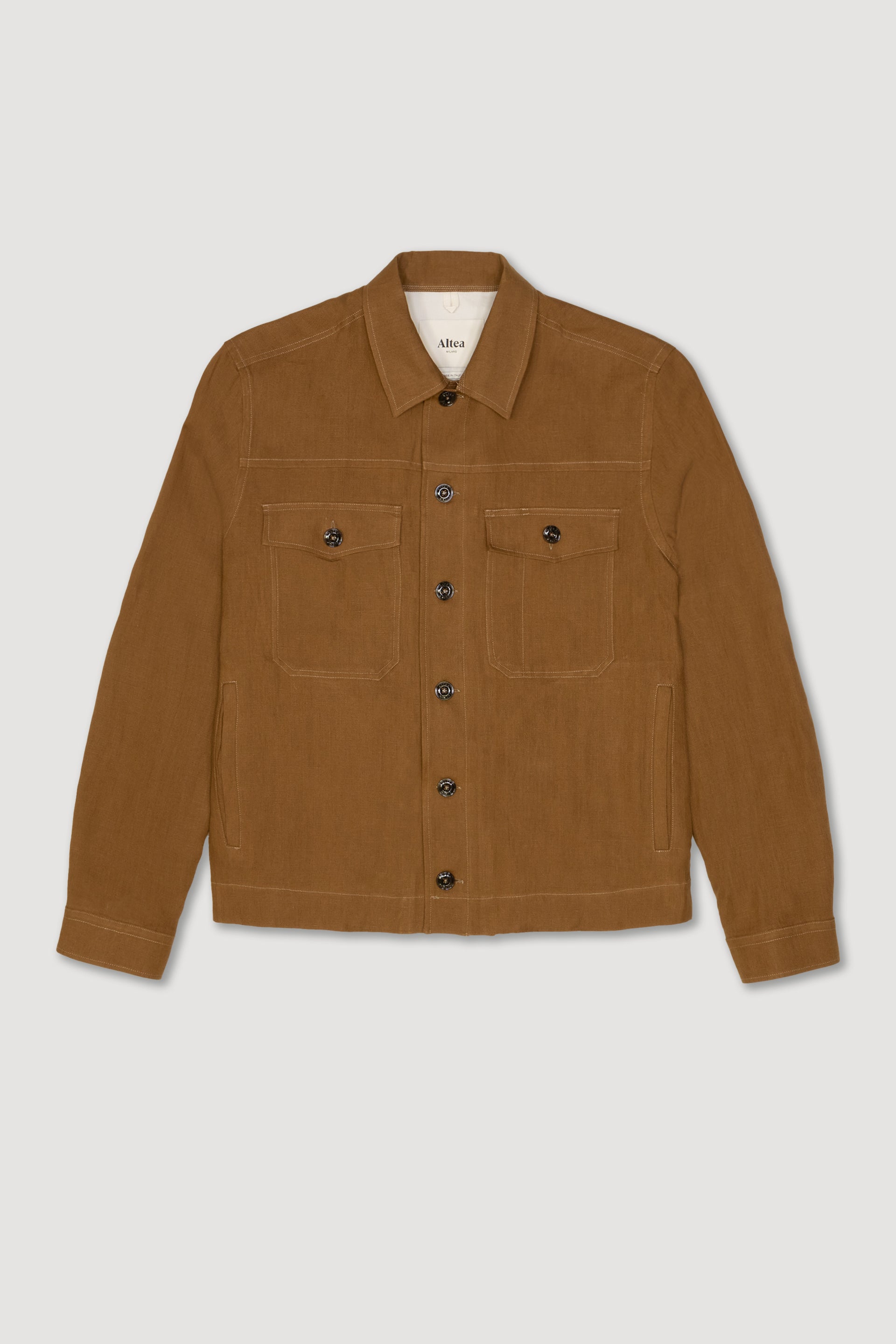 Overshirt Mitchell Lino Tinto Pezza - Cuoio