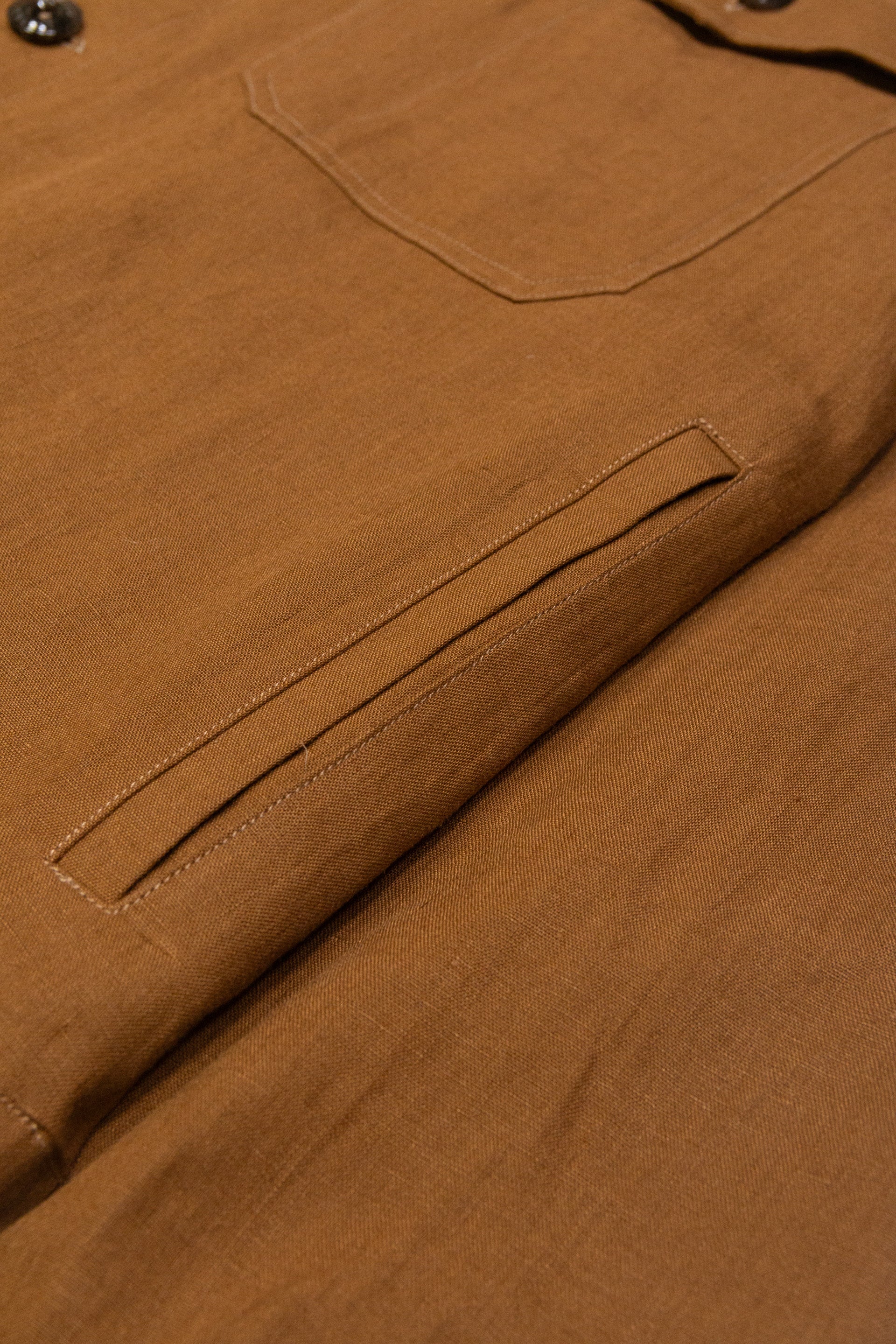 Overshirt Mitchell Lino Tinto Pezza - Cuoio