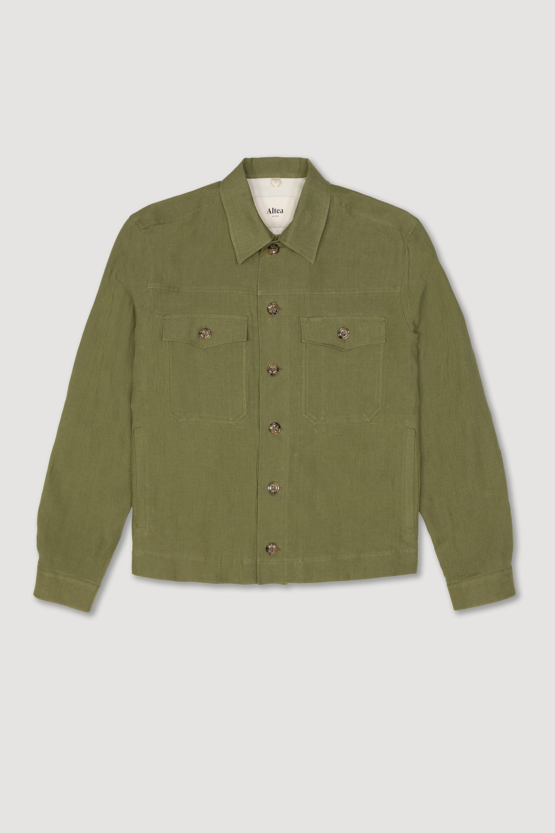 Overshirt Mitchell Lino Tinto Pezza - Salvia