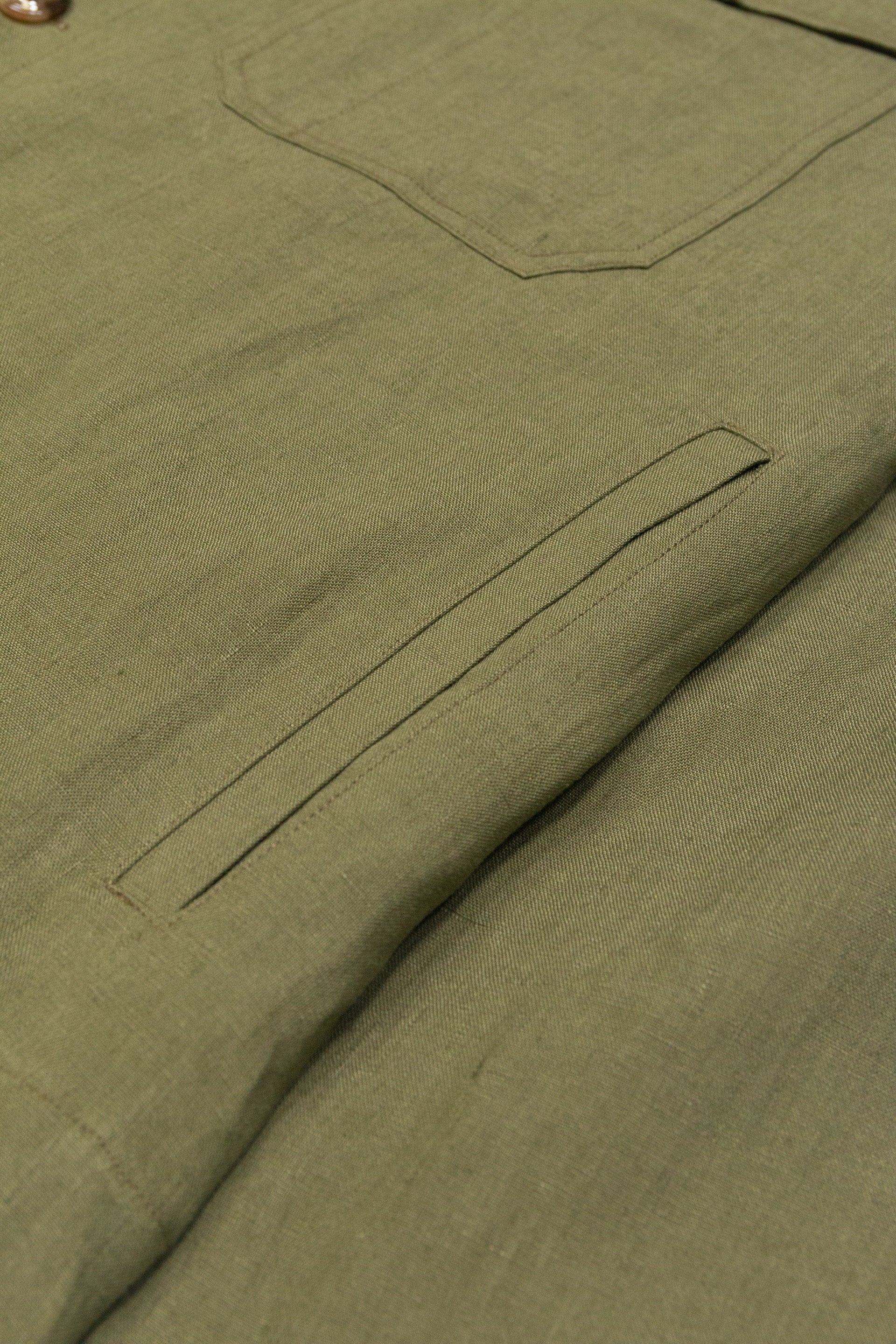 Overshirt Mitchell Lino Tinto Pezza - Salvia