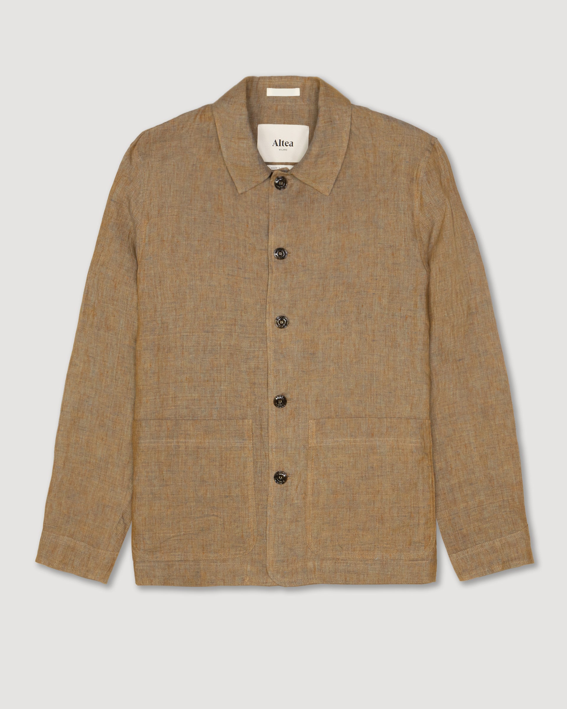 Work jacket Cameron in lino delavè, sfoderata, marrone - Mostarda