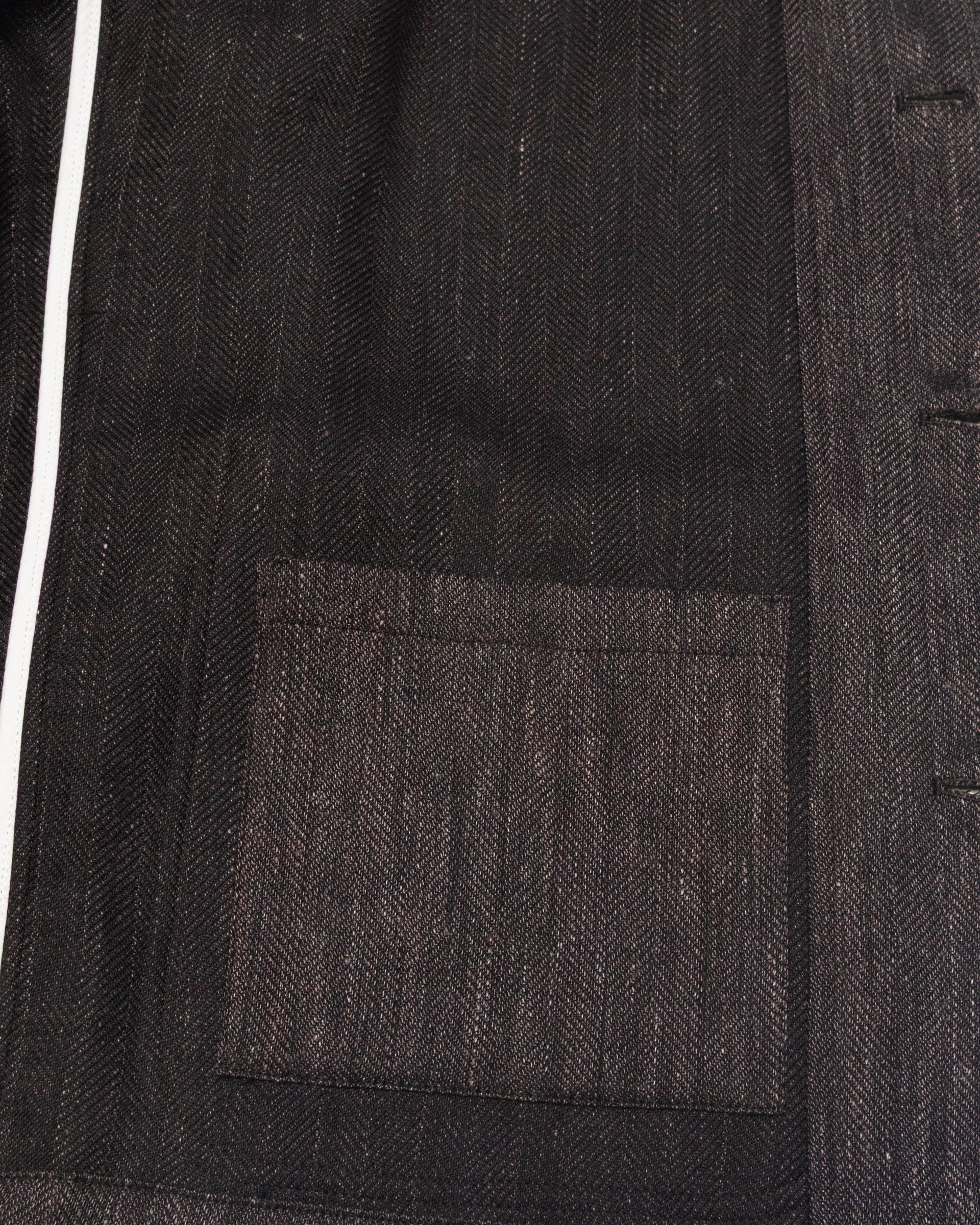 Work jacket Cameron in lino misto lana fantasia spina di pesce, sfoderata, marrone - Marrone