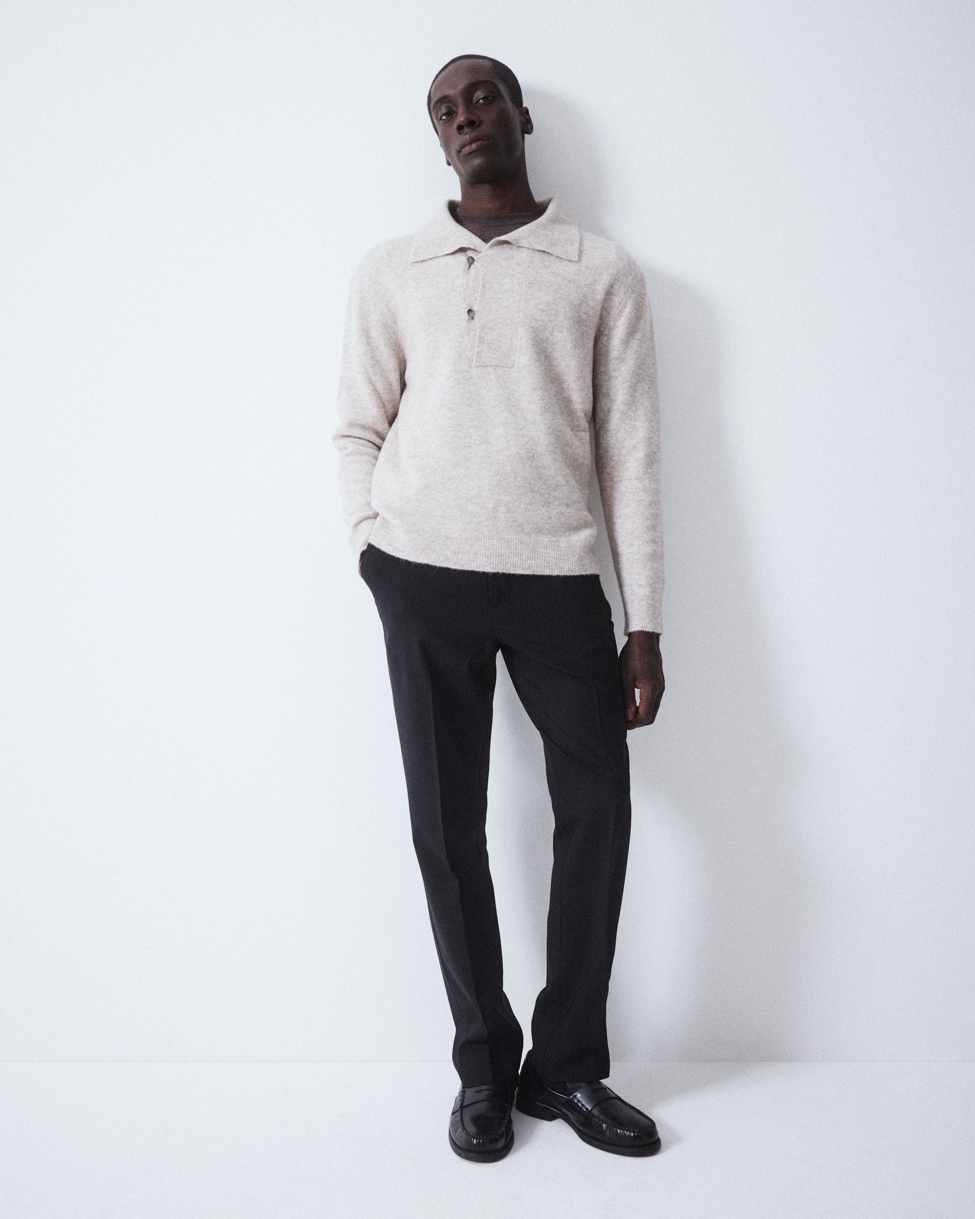 Maglia Collo Scialle Rasato M/ L - BEIGE