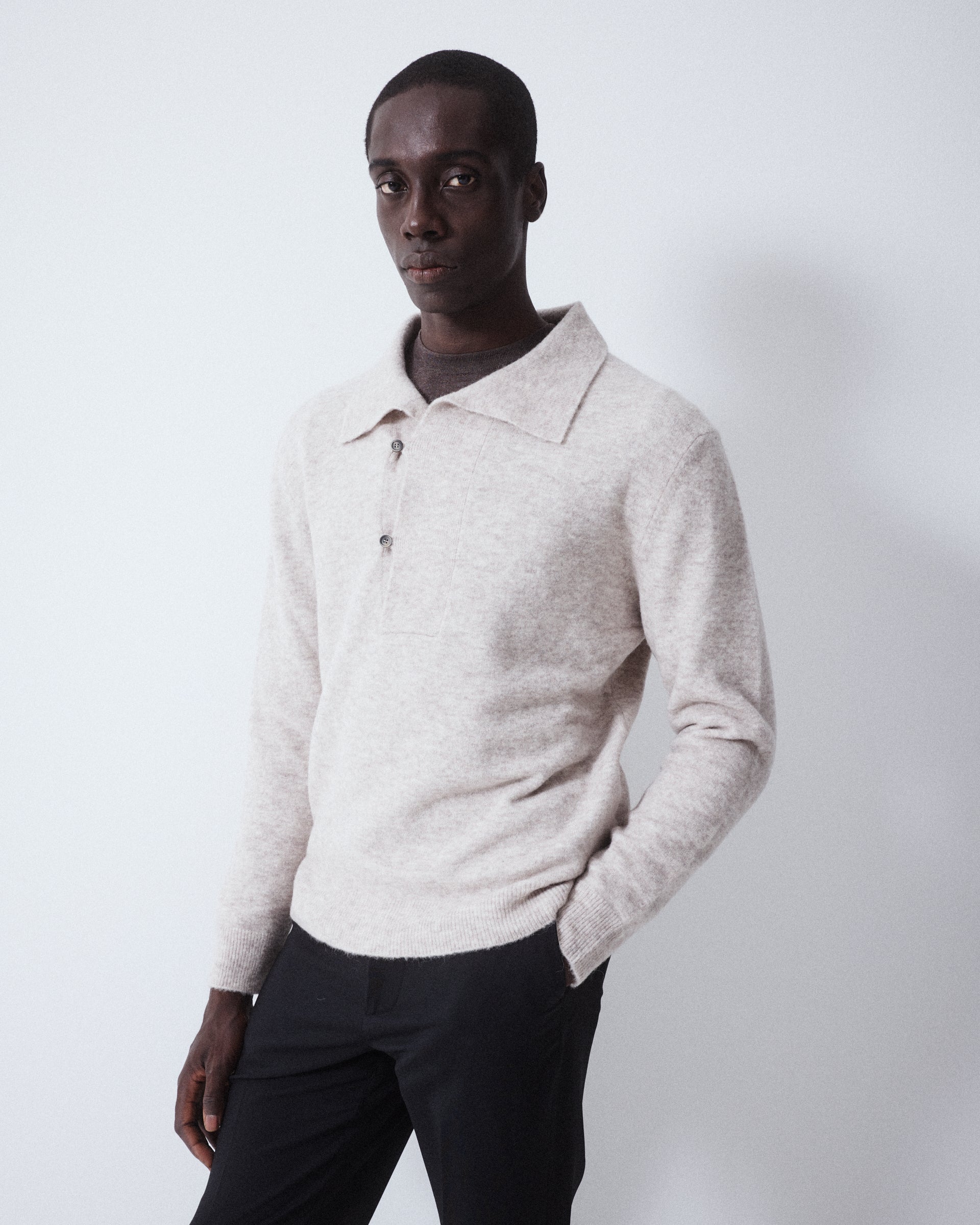 Maglia Collo Scialle Rasato M/ L - BEIGE