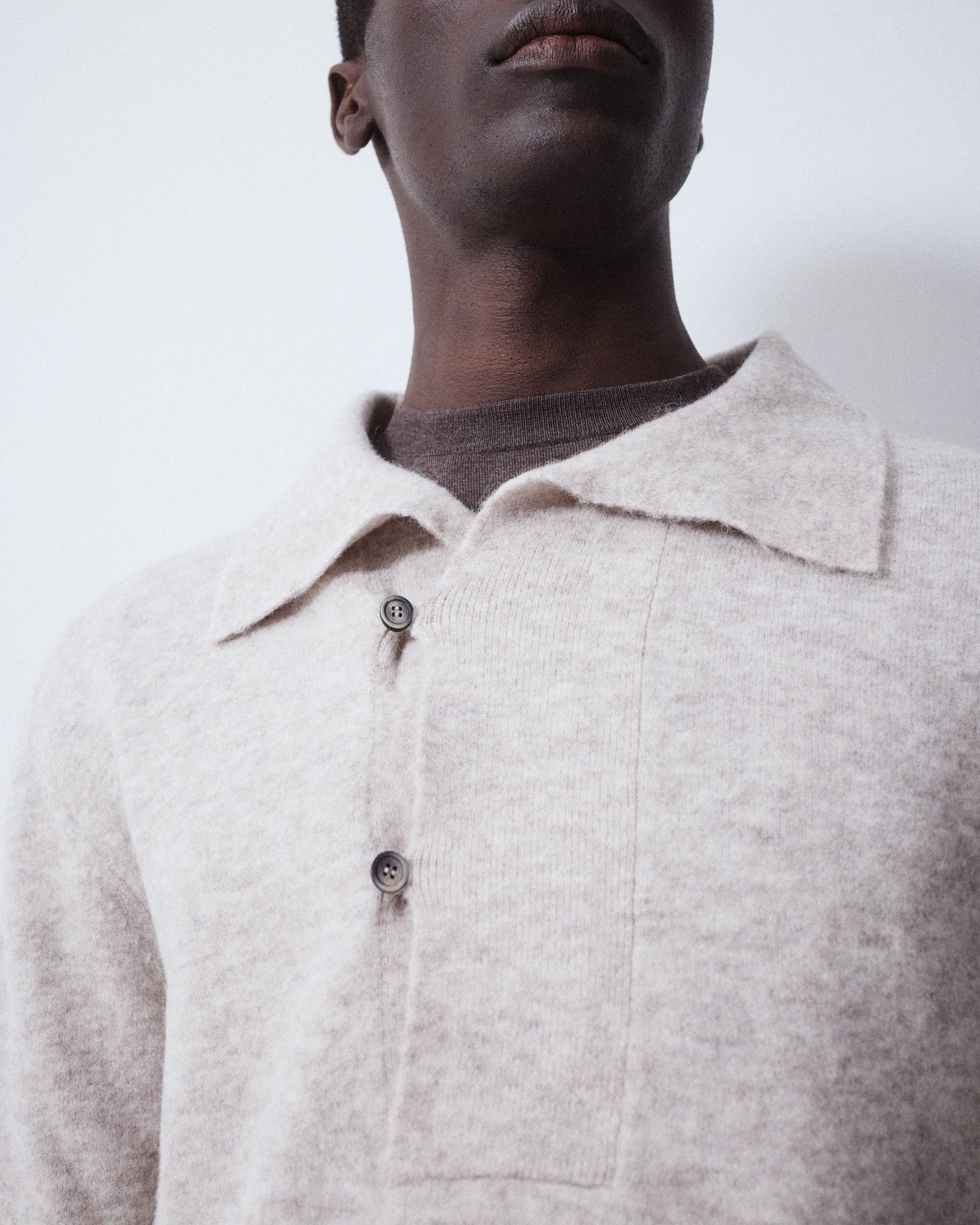 Maglia Collo Scialle Rasato M/ L - BEIGE