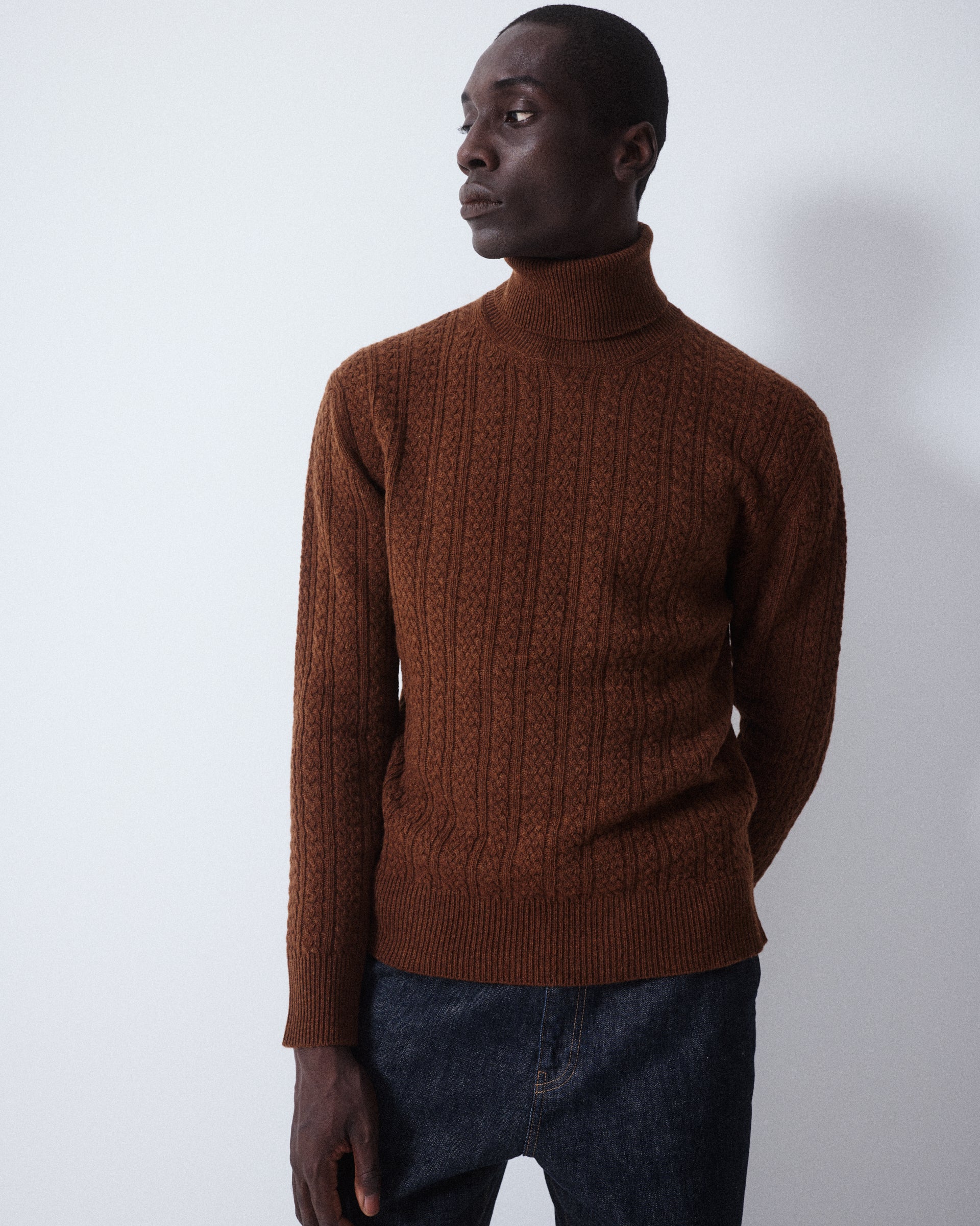 Maglia Dolcevita Treccia M/ L - CACAO